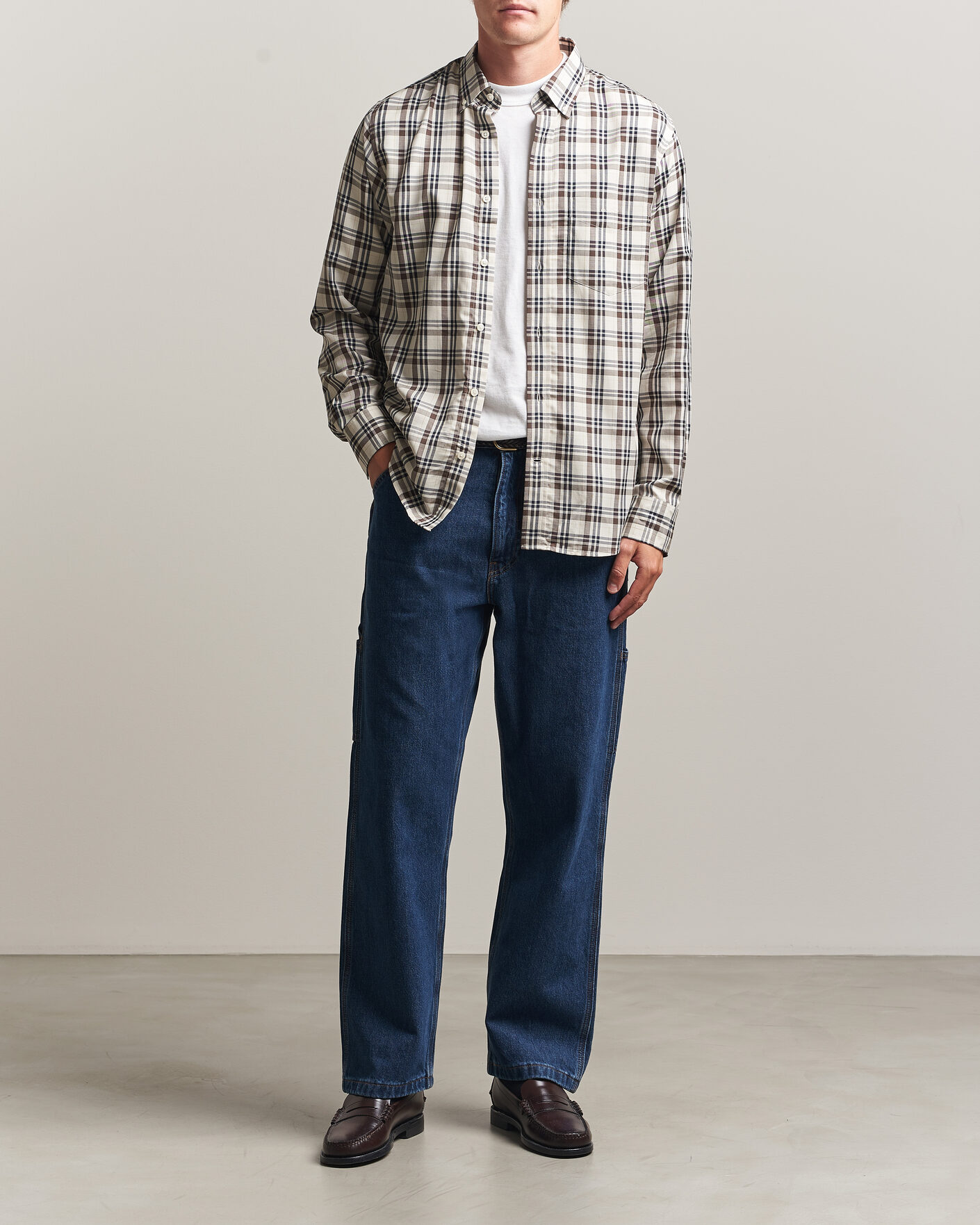 Herre | Skjorter | Gant | Regular Fit Twill Checked Shirt Sand