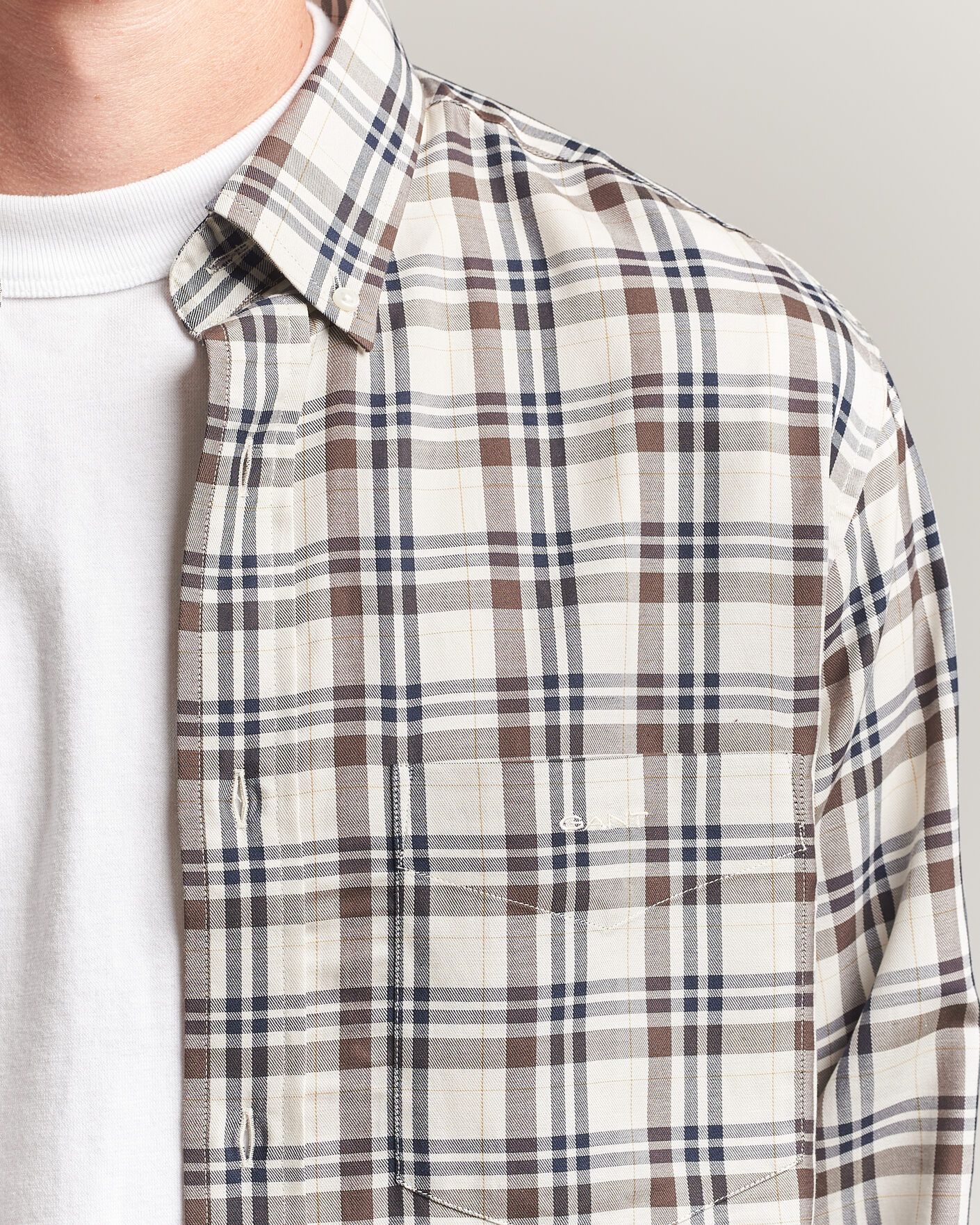 Herre | Skjorter | Gant | Regular Fit Twill Checked Shirt Sand