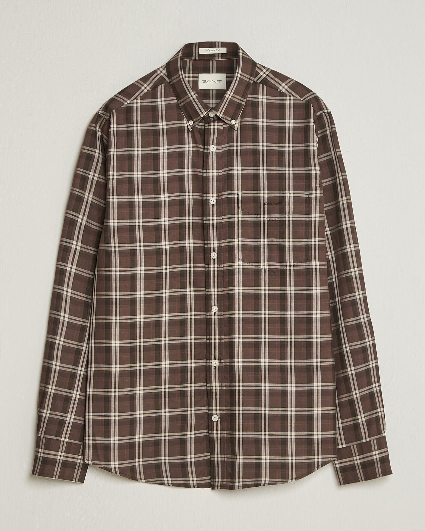 Herre | Skjorter | Gant | Regular Fit Twill Checked Shirt Faded Taupe