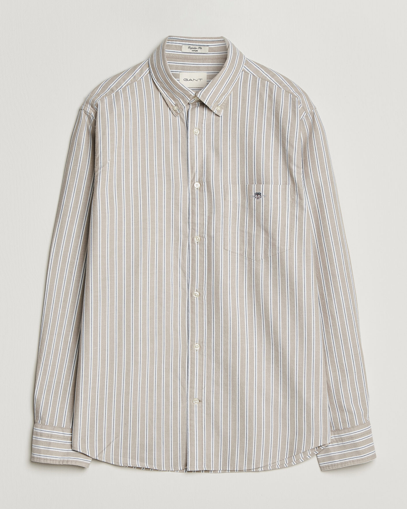 Herre | Skjorter | Gant | Regular Fit Classic Striped Oxford Shirt  Light Taupe
