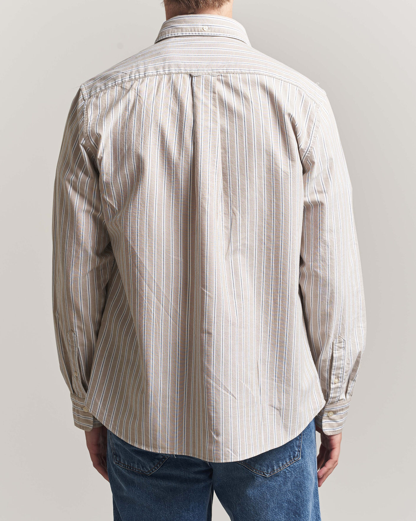 Herre | Skjorter | Gant | Regular Fit Classic Striped Oxford Shirt  Light Taupe