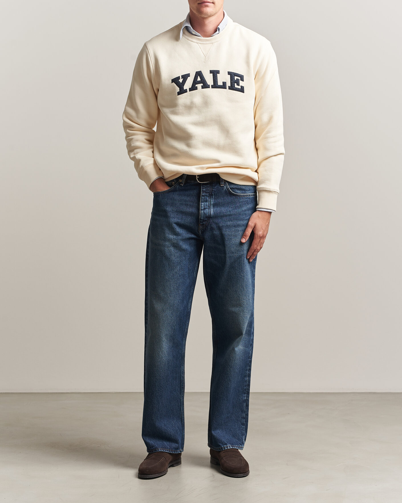 Herre | Trøjer | Gant | YALE Crew Neck Sweatshirt Cream