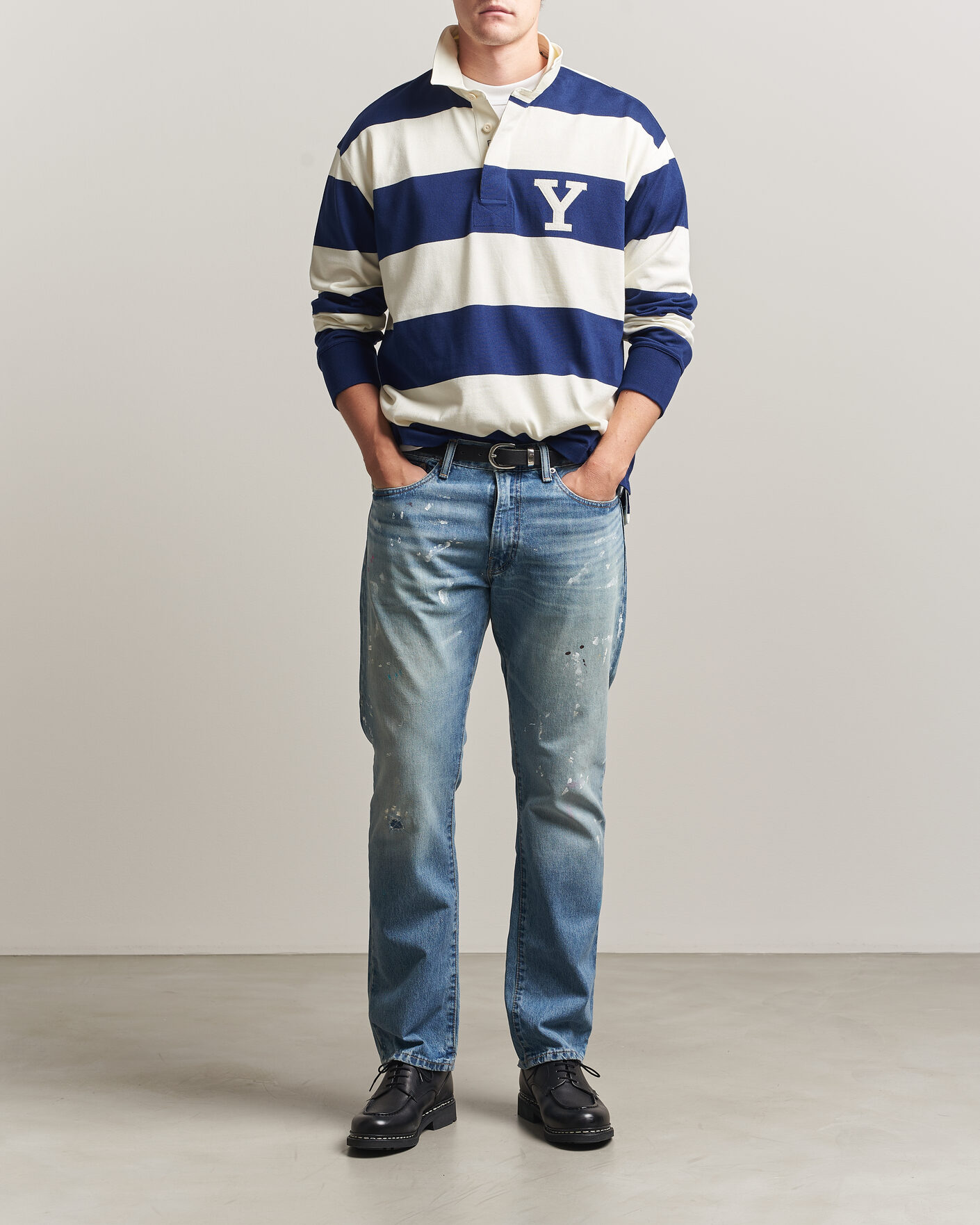 Herre | Trøjer | Gant | YALE Striped Heavy Rugger Rich Navy