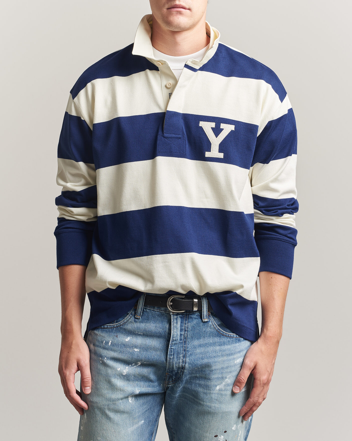 Herre | Trøjer | Gant | YALE Striped Heavy Rugger Rich Navy