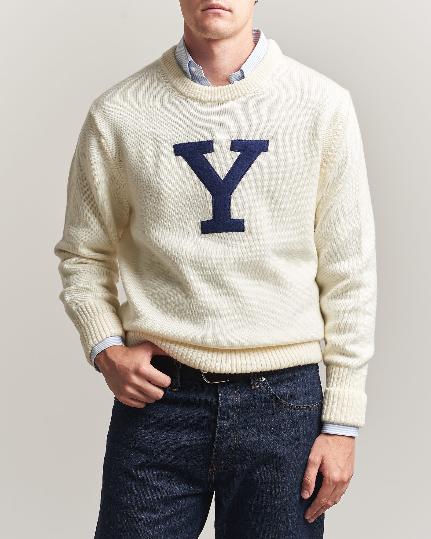 Herre | Trøjer | Gant | YALE Merino Crew Neck Cream