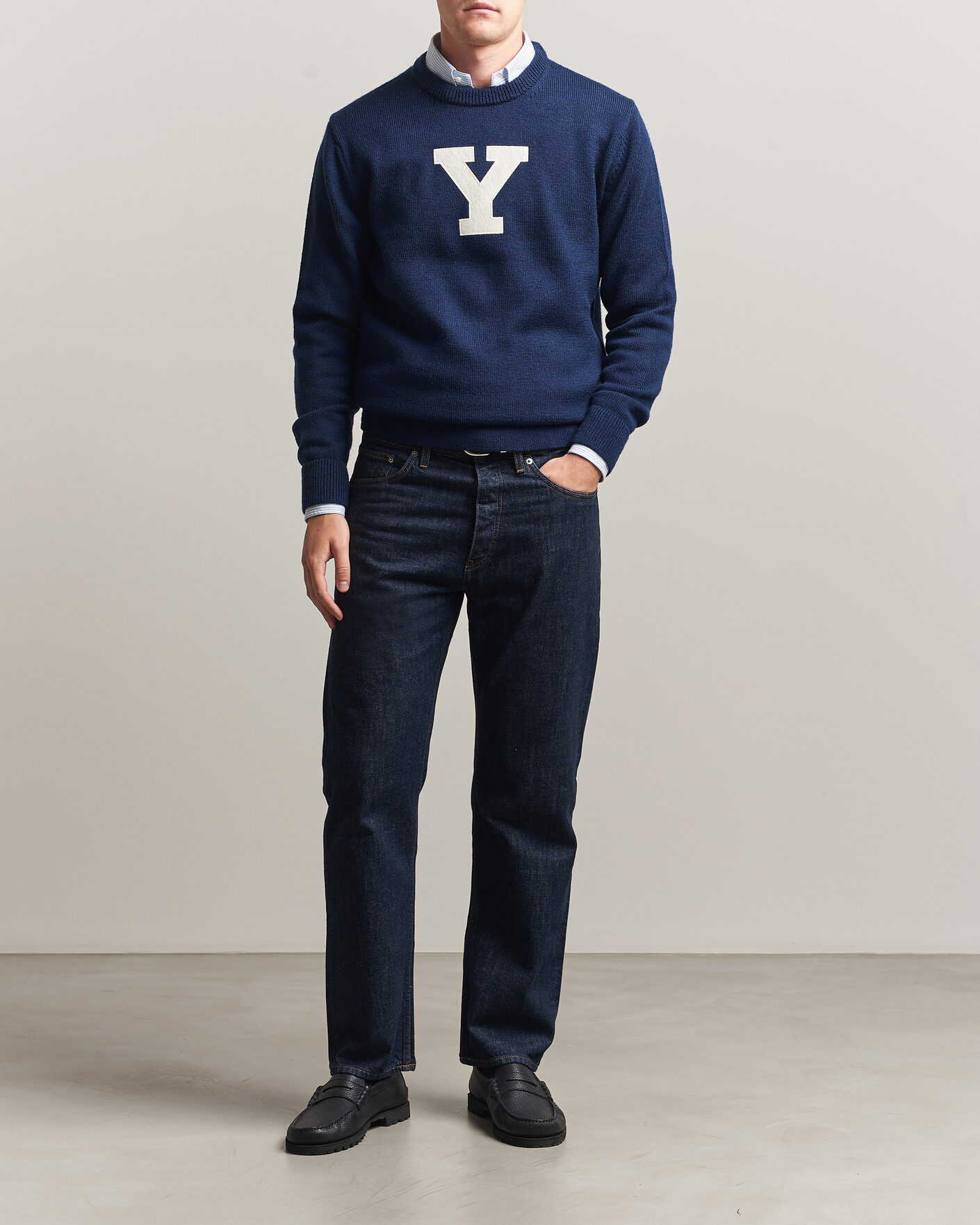 Herre | Trøjer | Gant | YALE Merino Crew Neck Marine