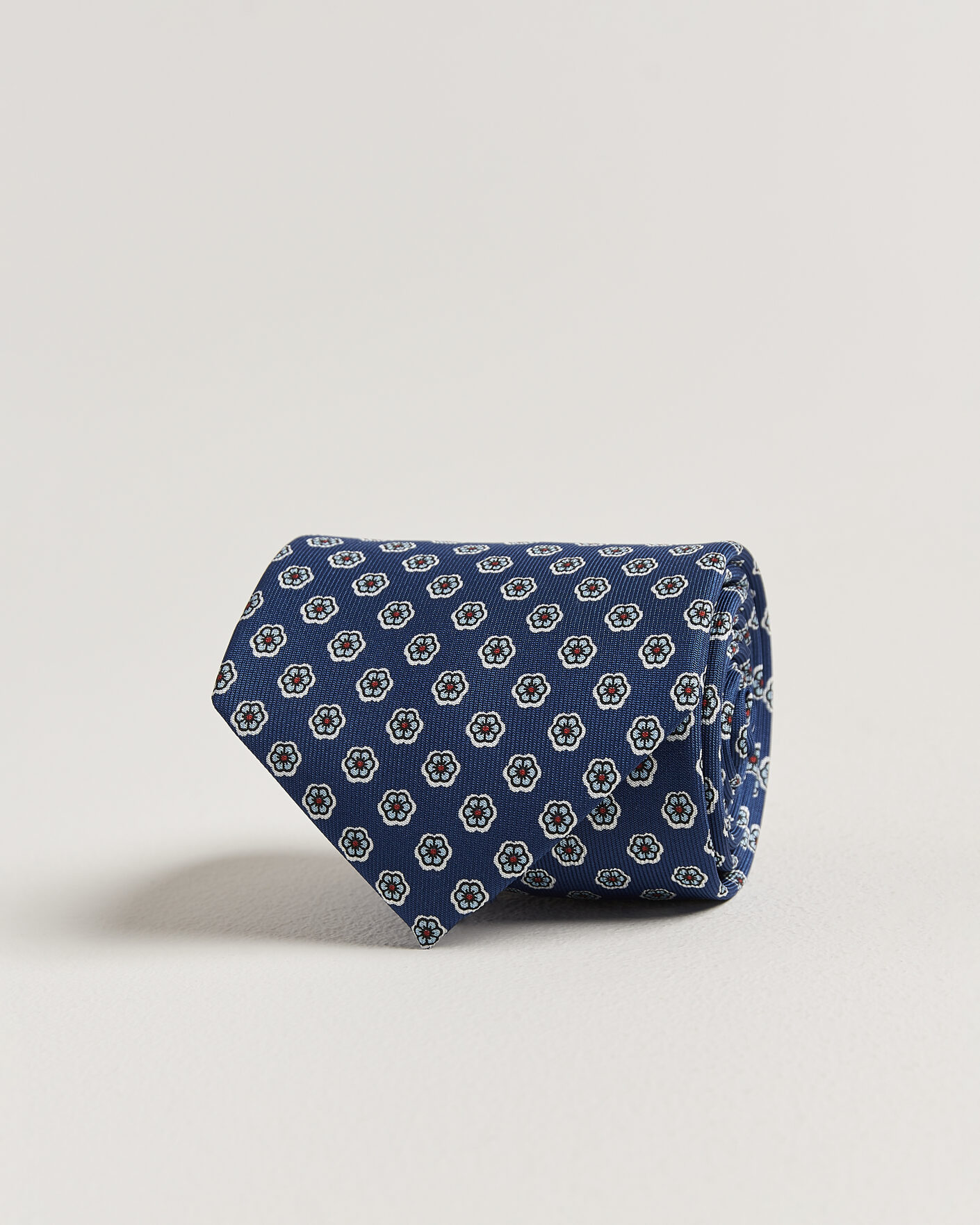 Herre | Slips | E. Marinella | 3-Fold Printed Silk Tie Dark Blue