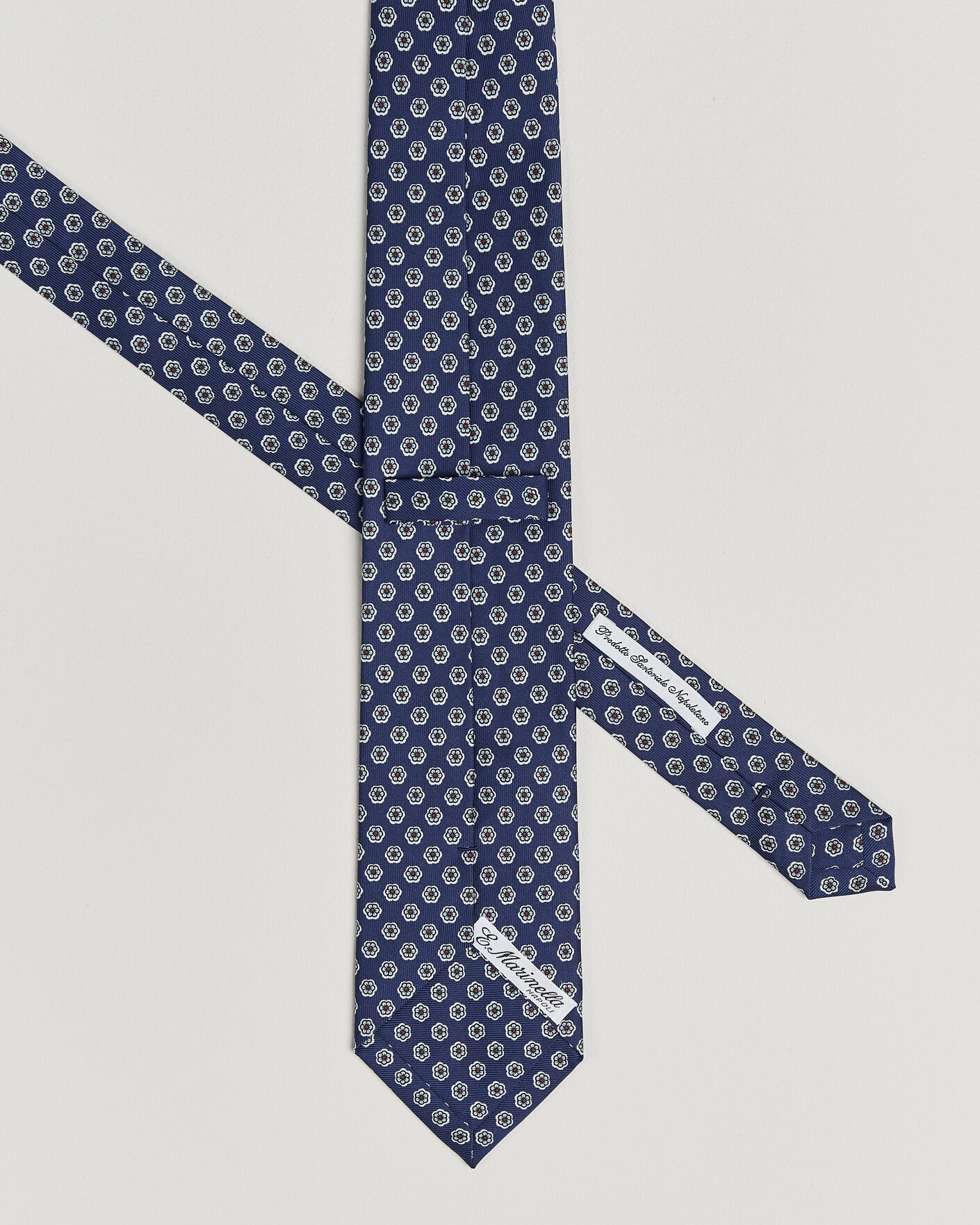 Herre | Slips | E. Marinella | 3-Fold Printed Silk Tie Dark Blue