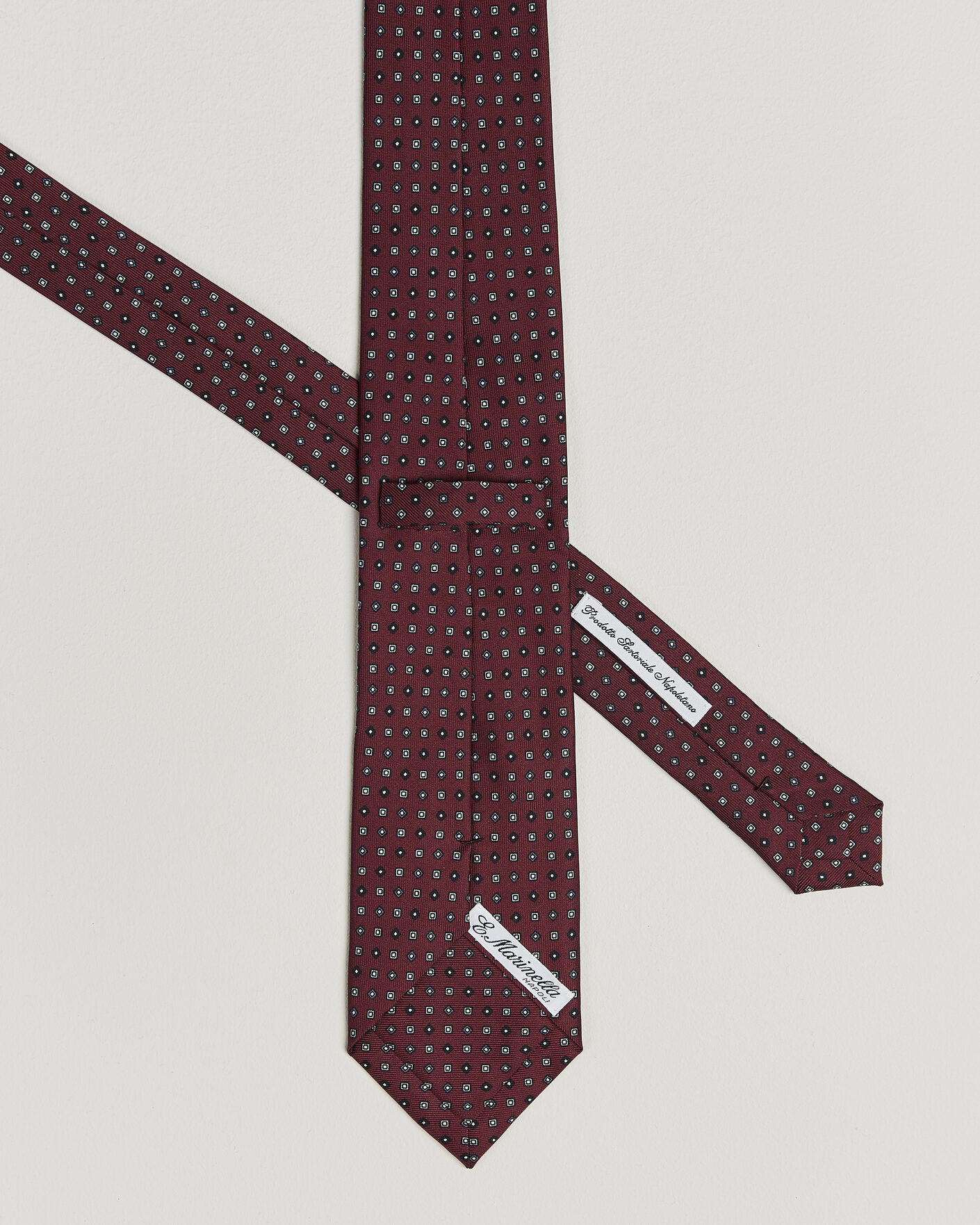 Herre | Slips | E. Marinella | 3-Fold Printed Silk Tie Burgundy