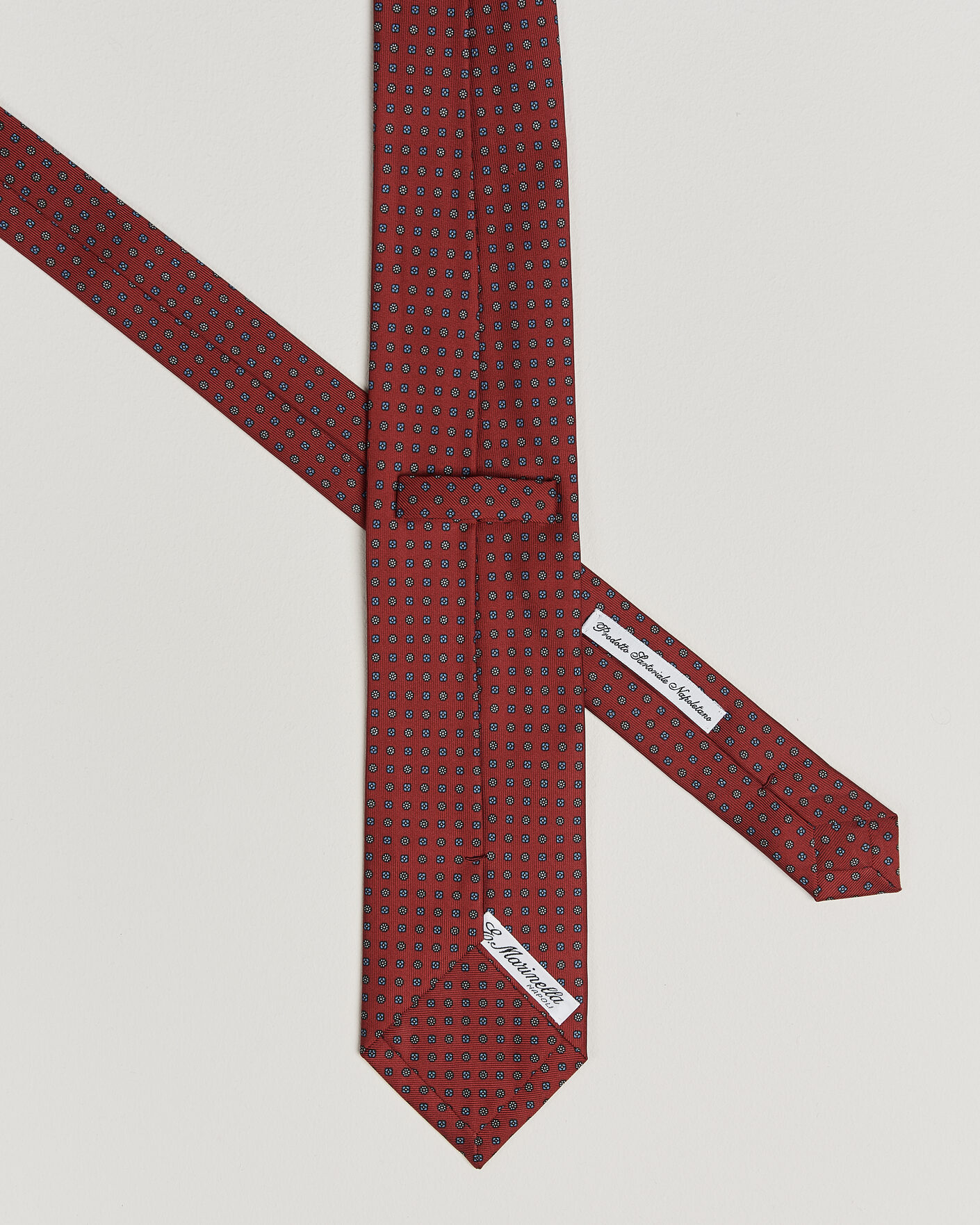 Herre | Slips | E. Marinella | 3-Fold Printed Silk Tie Dark Red