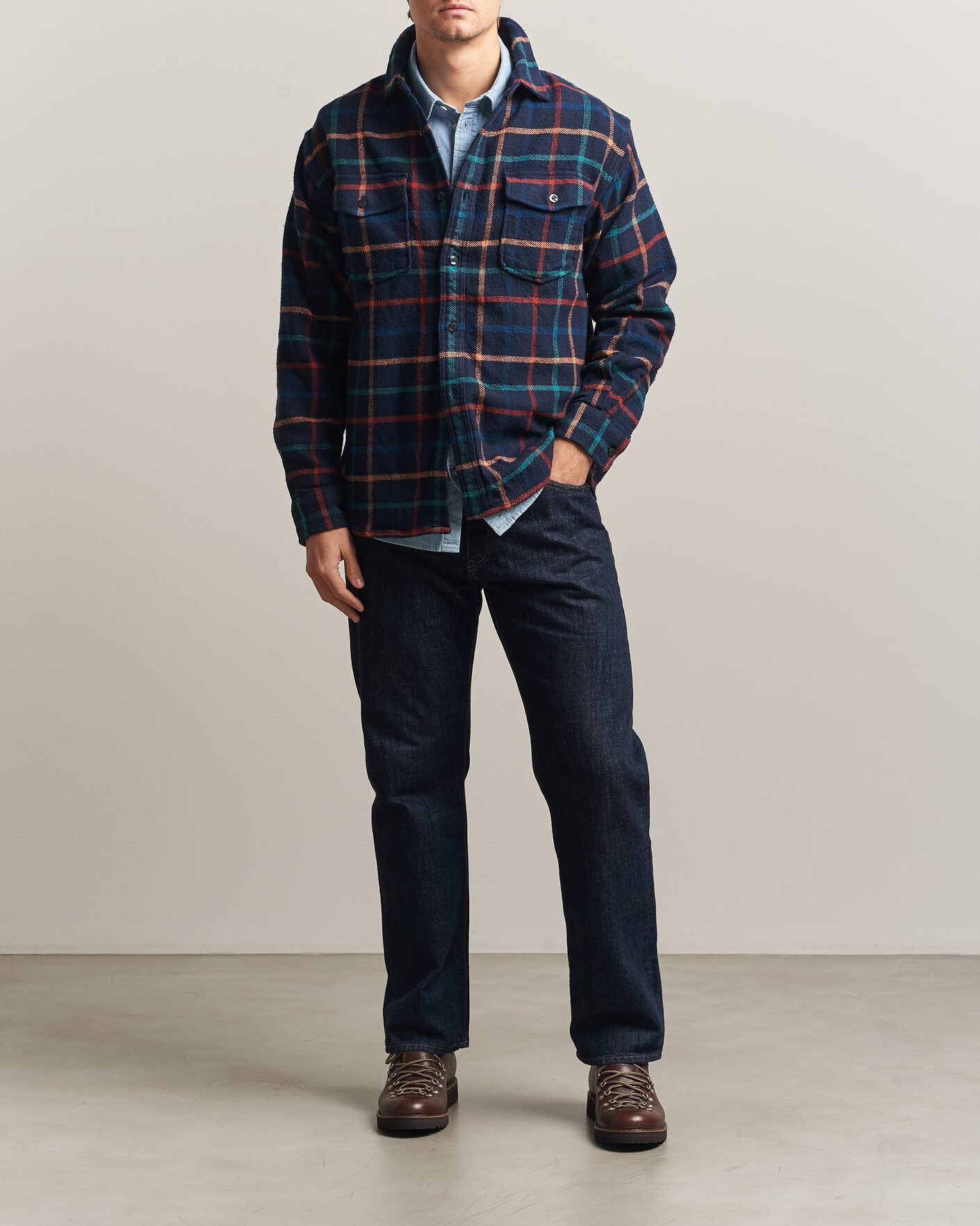 Herre | Skjorter | Pendleton | Big Pocket Shirt Dark Blue Check