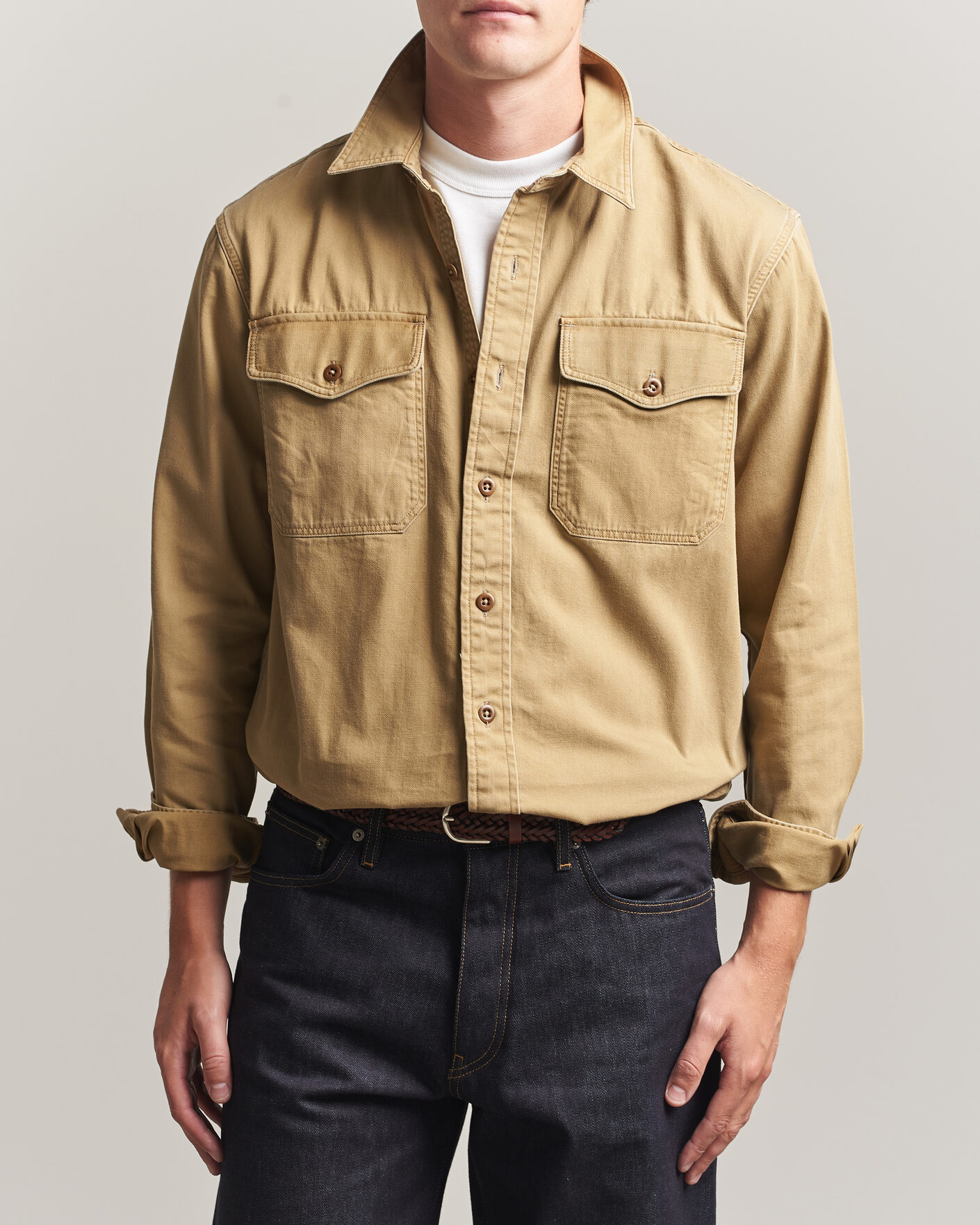 Herre | Skjorter | RRL | Officers Shirt Faded Tan