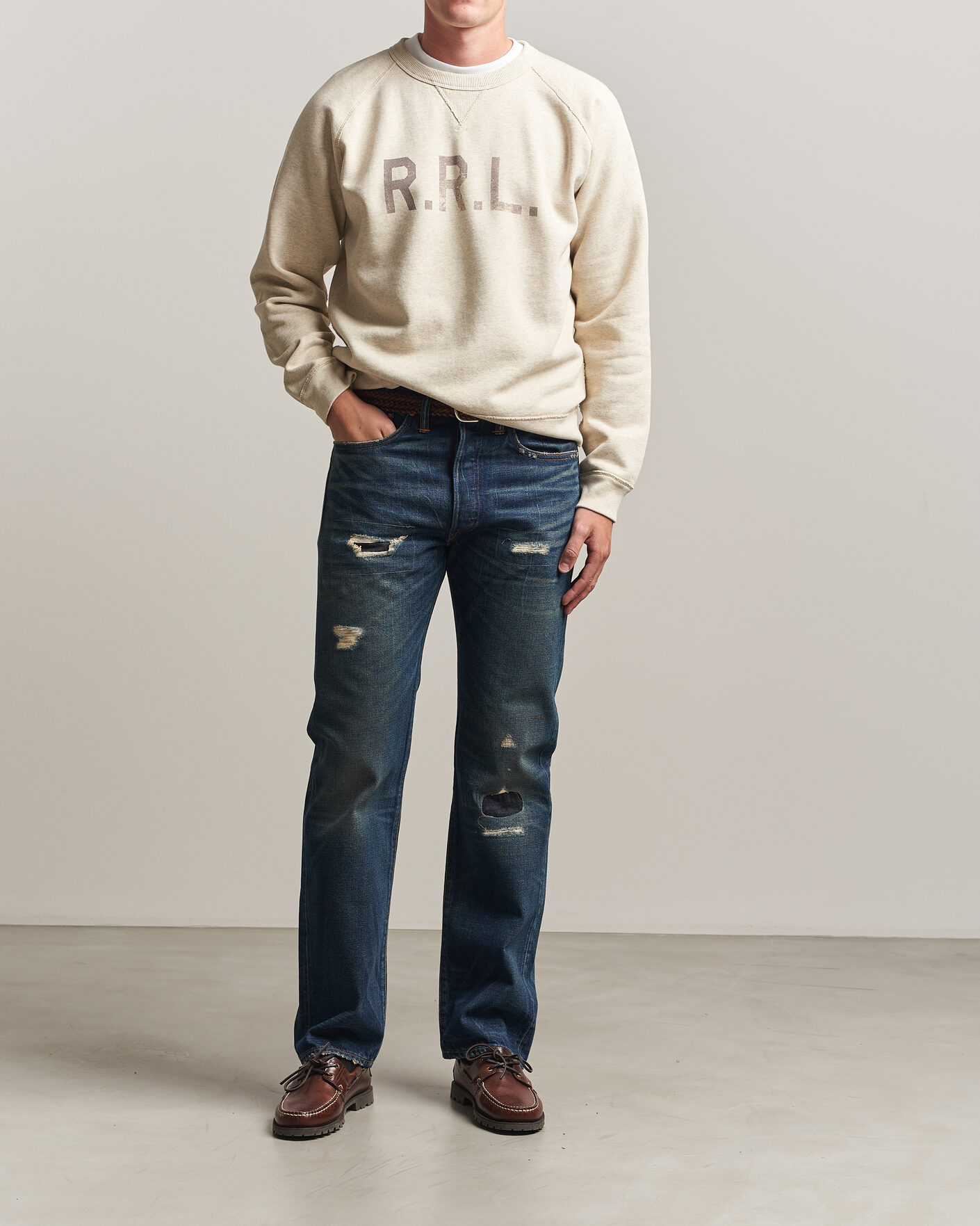 Herre | Trøjer | RRL | Raglan Sleeve Sweatshirt Oatmeal Heather