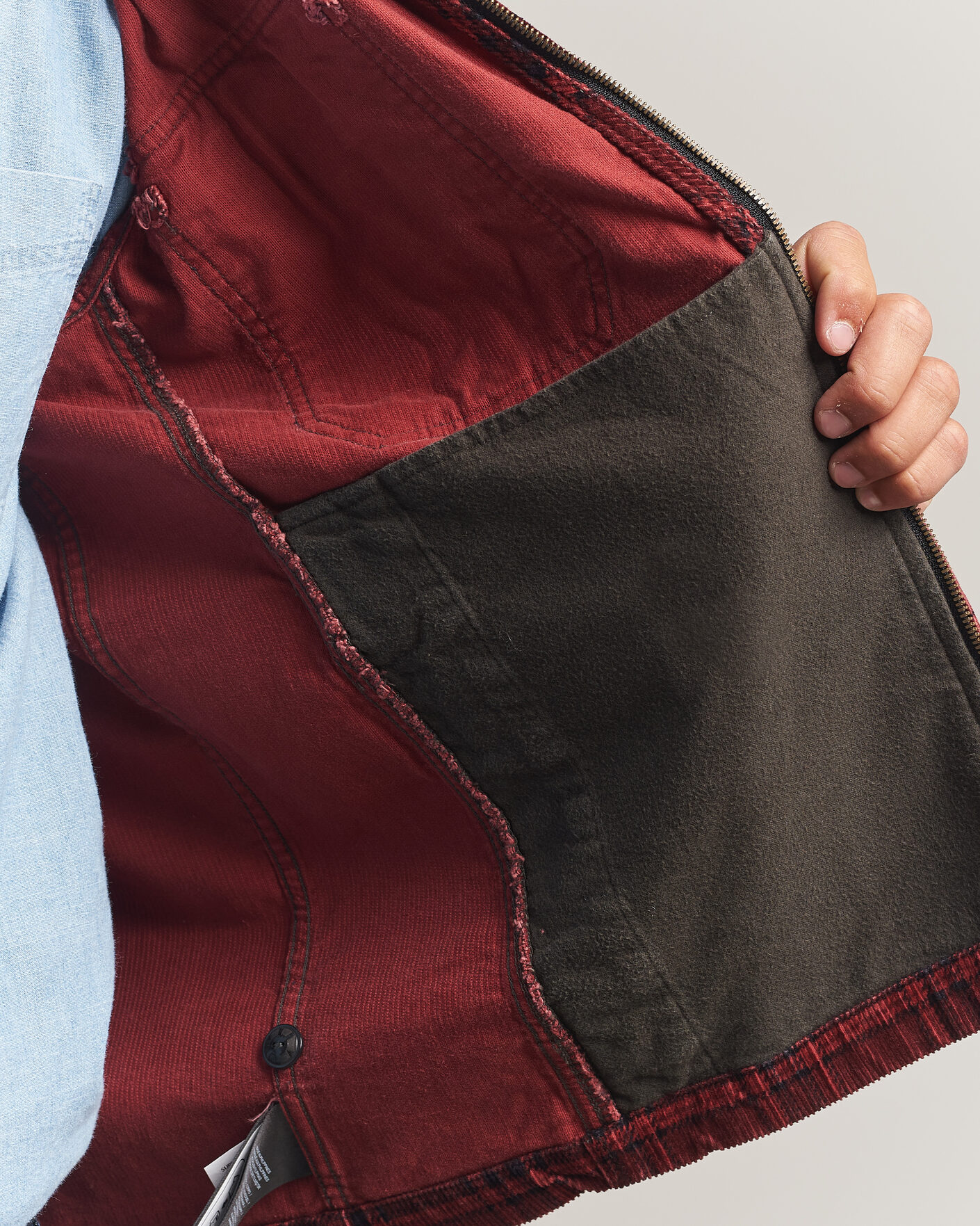 Herre | Jakker | RRL | Corduroy Zip Shirt Jacket Red/Black