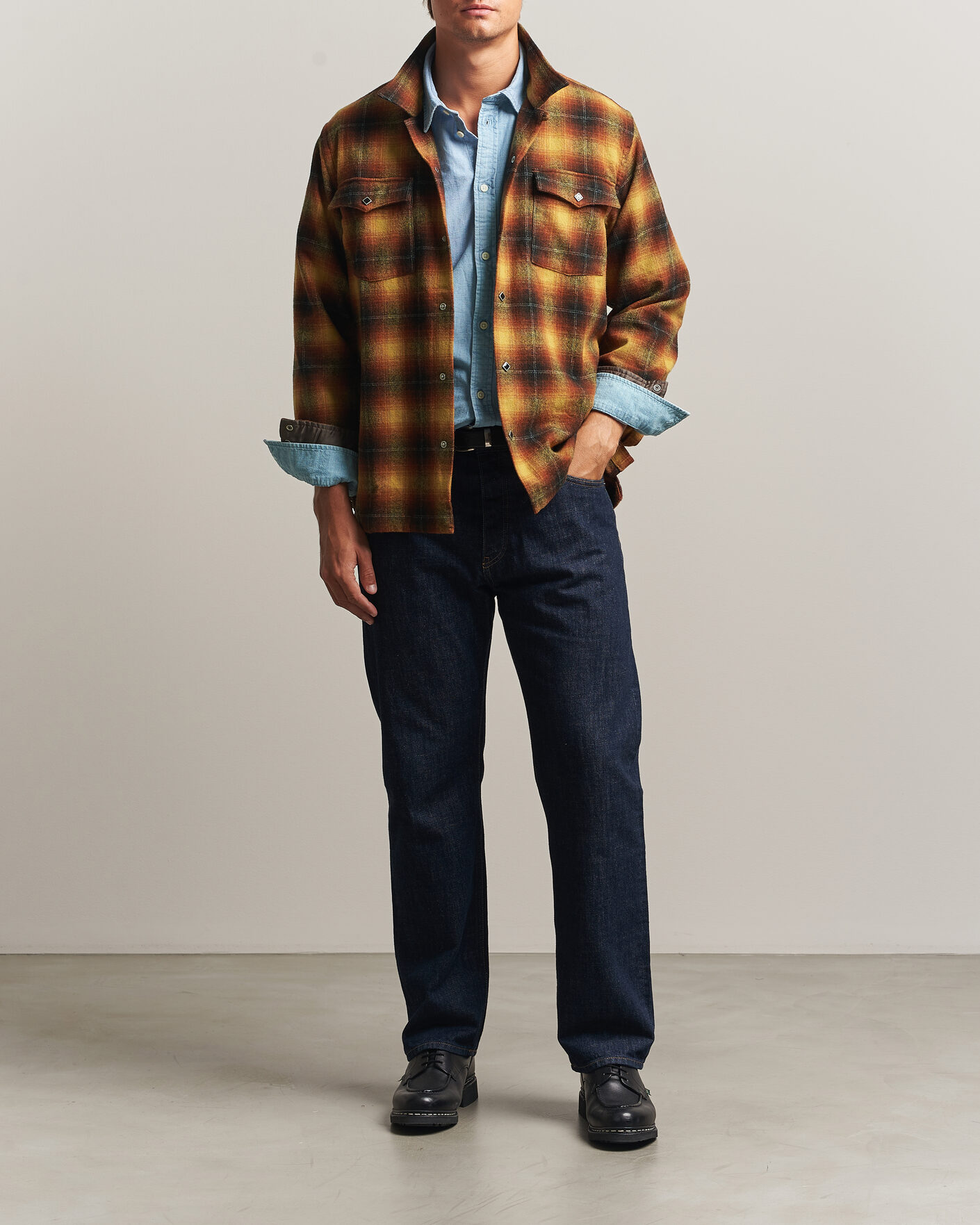 Herre | Skjorter | RRL | Jesse Plaid Camp Shirt Orange/Yellow