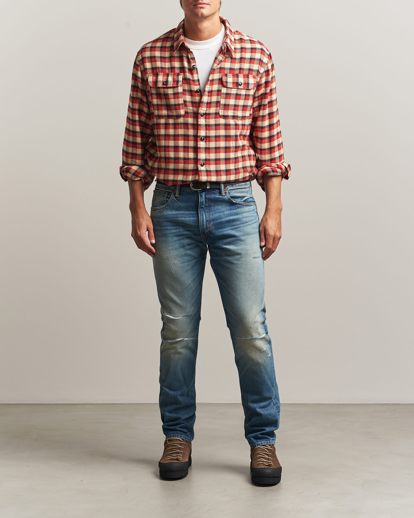 Herre | Skjorter | RRL | Plaid Flannel Shirt Red/Cream