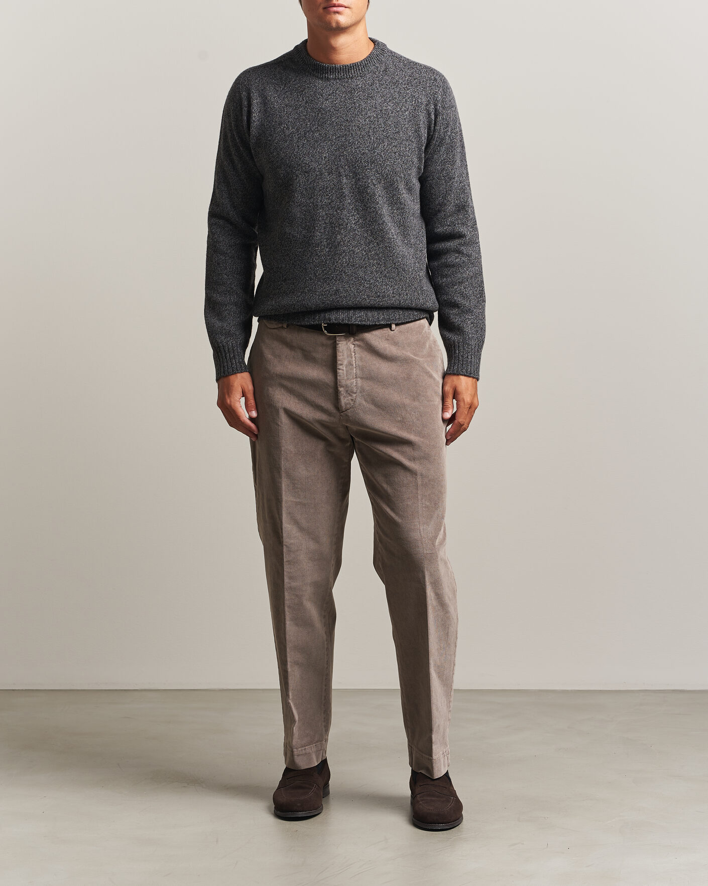 Herre | Trøjer | Altea | Wool/Cashmere Crew Neck Pullover Charcoal Melange