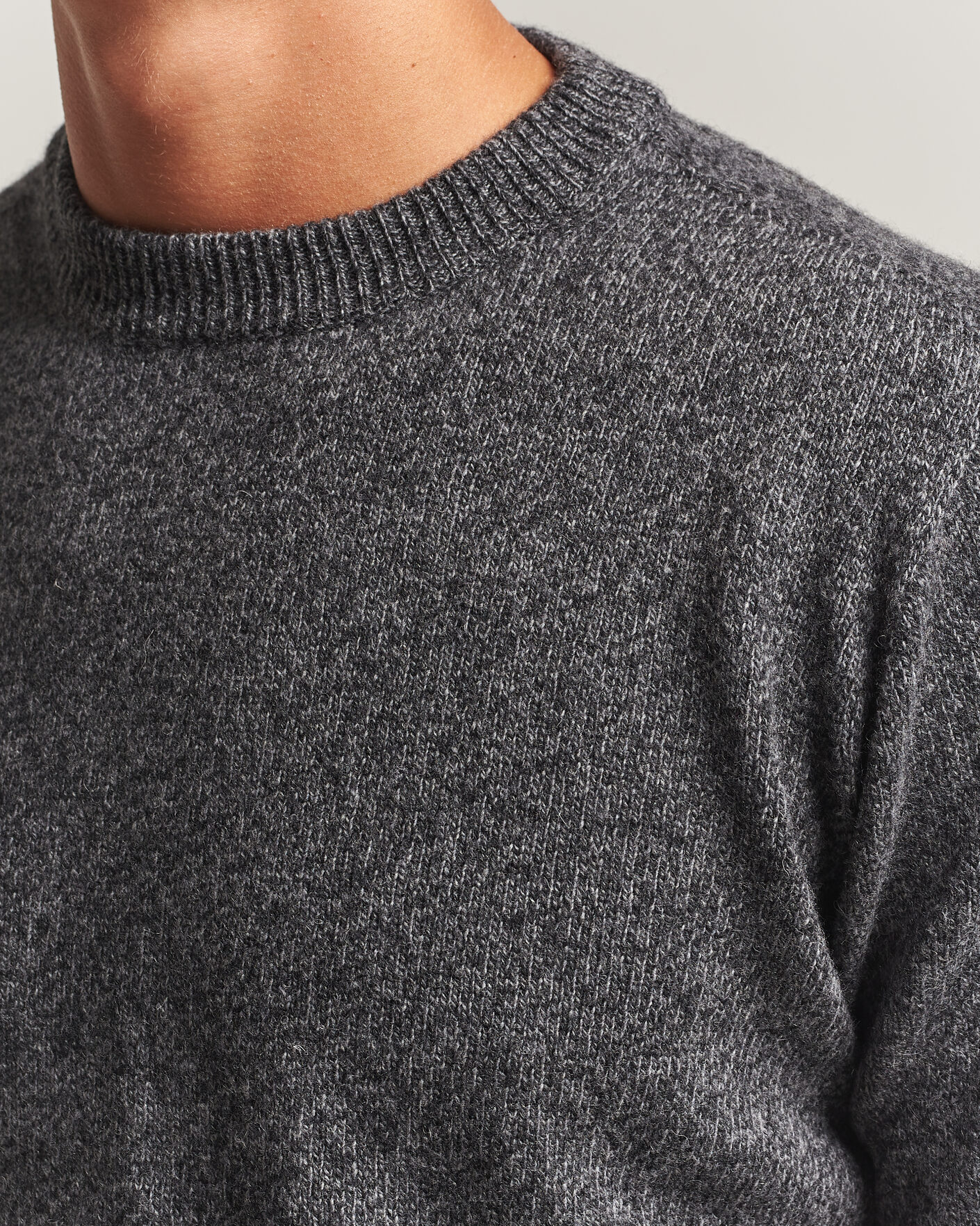 Herre | Trøjer | Altea | Wool/Cashmere Crew Neck Pullover Charcoal Melange