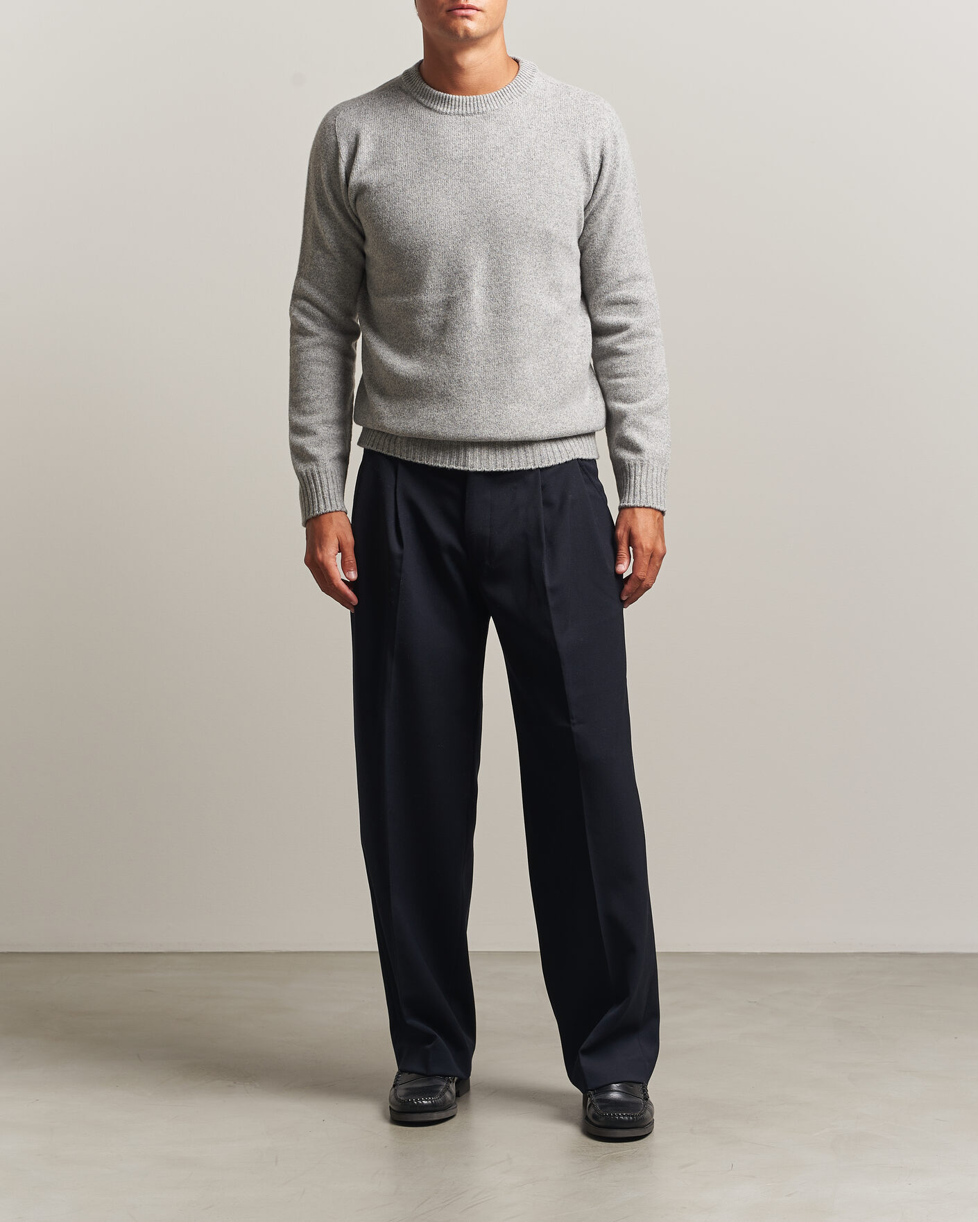 Herre | Trøjer | Altea | Wool/Cashmere Crew Neck Pullover Light Grey