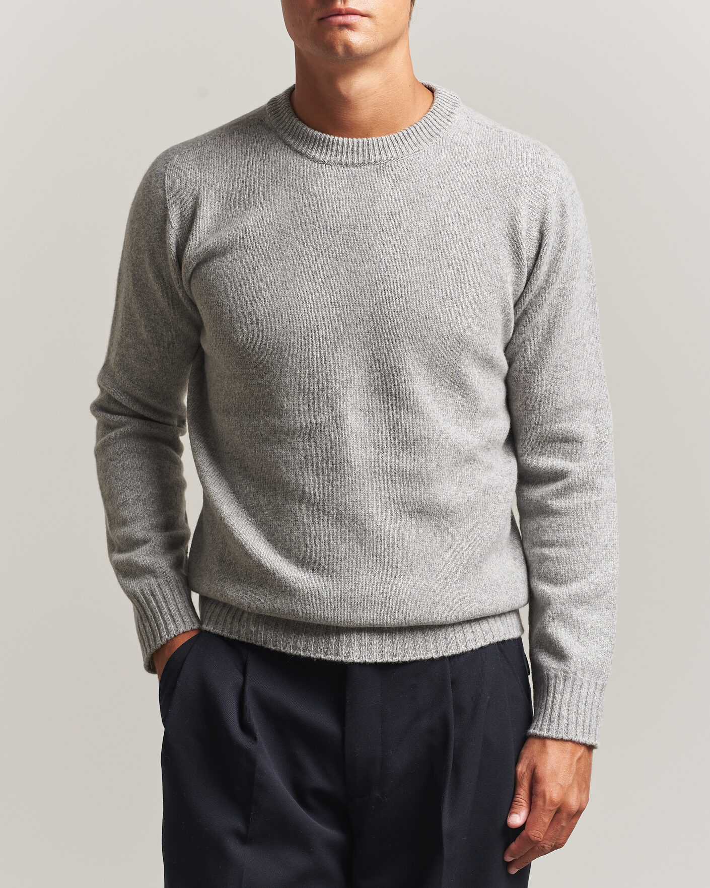 Herre | Trøjer | Altea | Wool/Cashmere Crew Neck Pullover Light Grey
