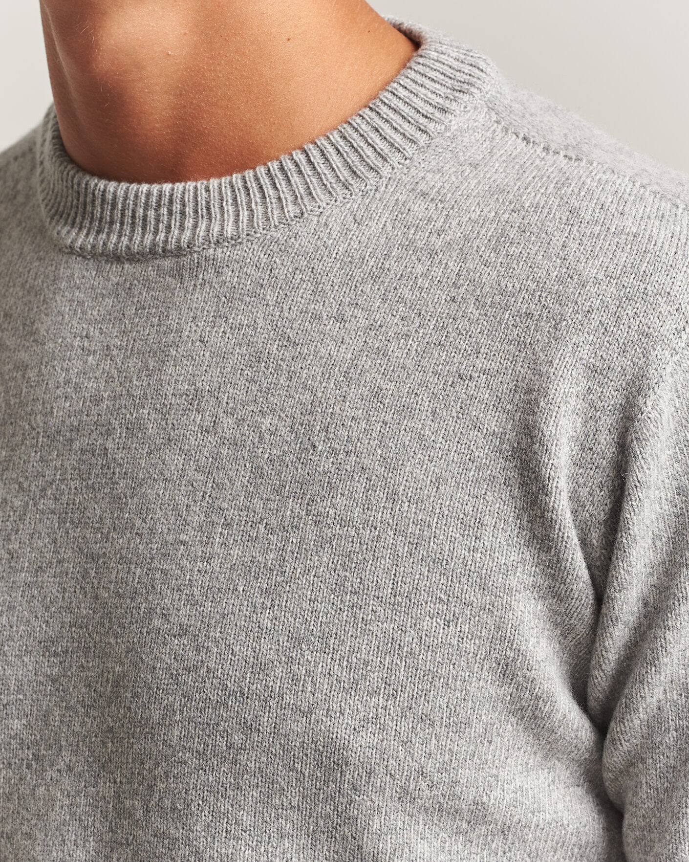 Herre | Trøjer | Altea | Wool/Cashmere Crew Neck Pullover Light Grey