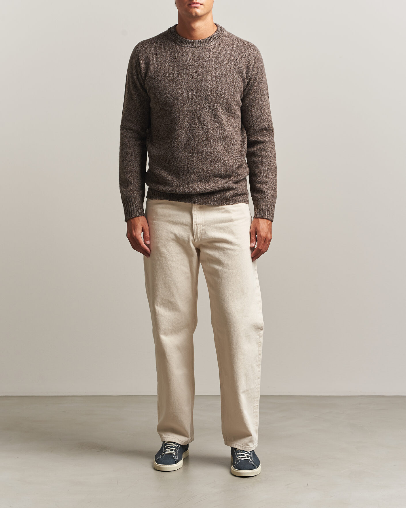 Herre | Trøjer | Altea | Wool/Cashmere Crew Neck Pullover Brown Melange