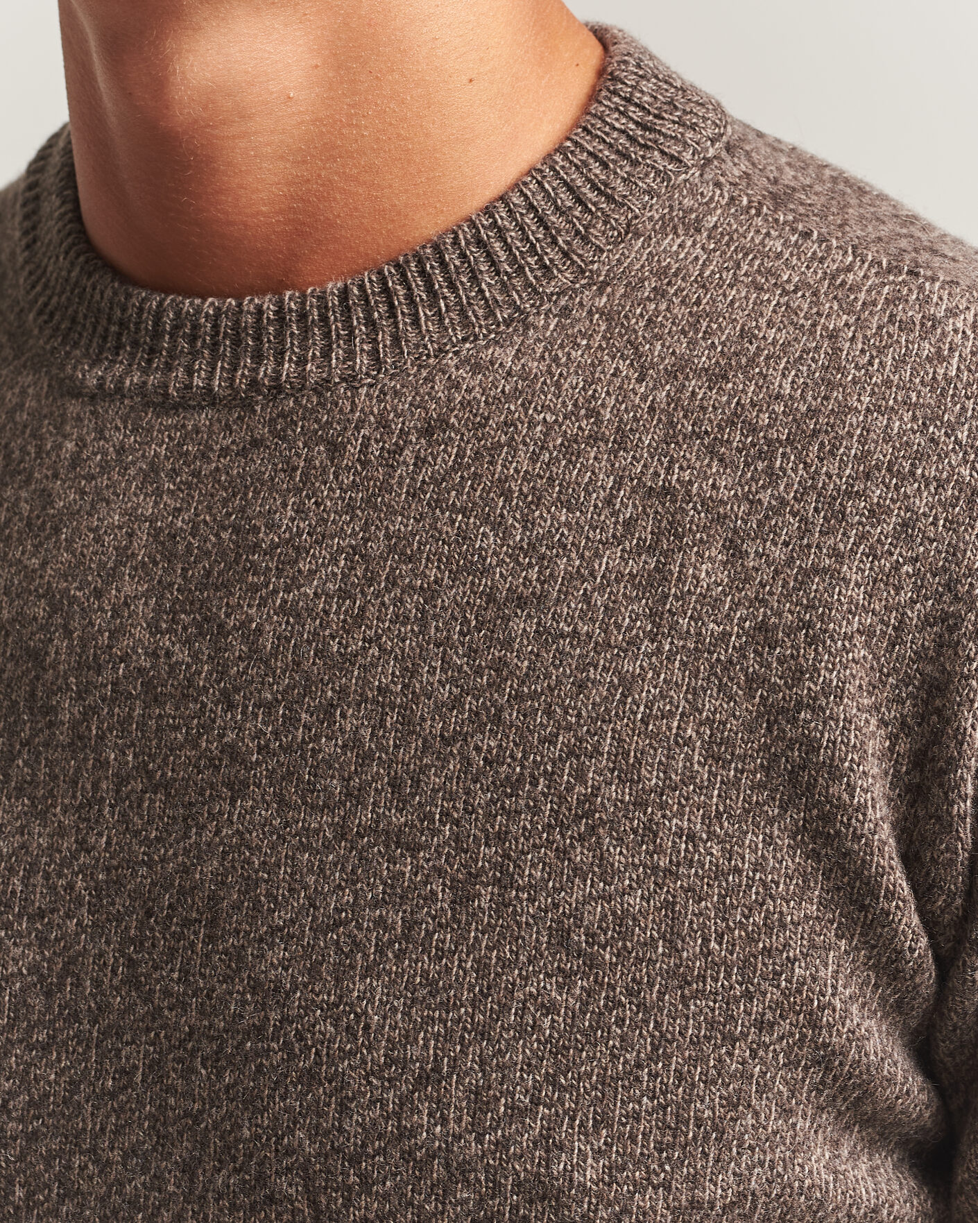 Herre | Trøjer | Altea | Wool/Cashmere Crew Neck Pullover Brown Melange