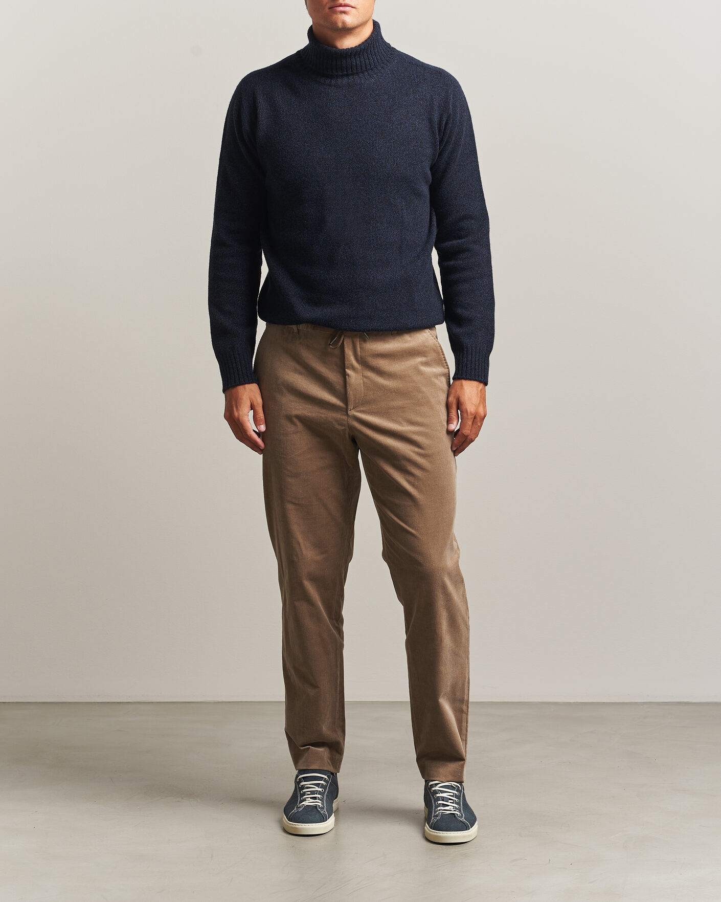 Herre | Trøjer | Altea | Wool/Cashmere Rollneck Navy Melange