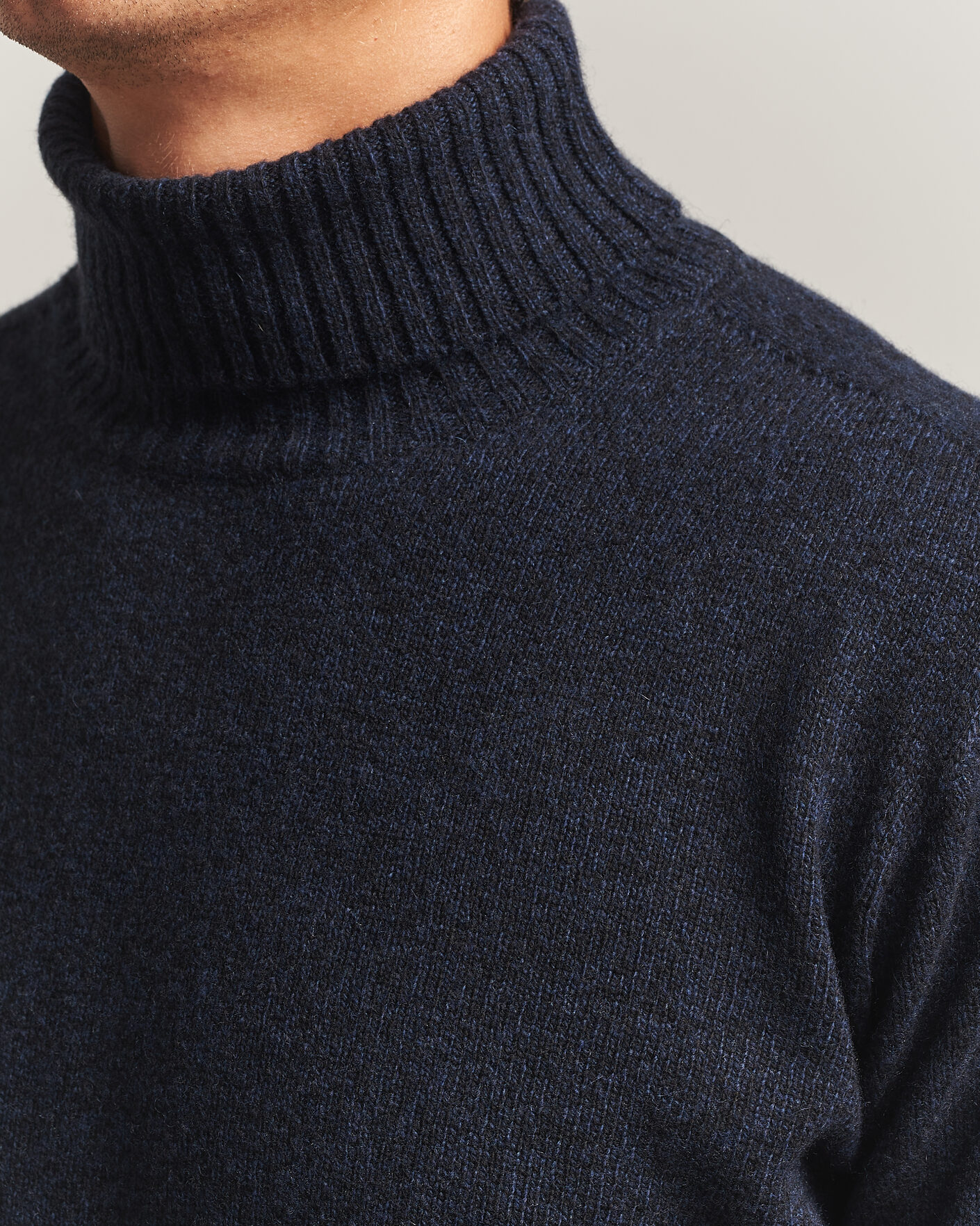 Herre | Trøjer | Altea | Wool/Cashmere Rollneck Navy Melange