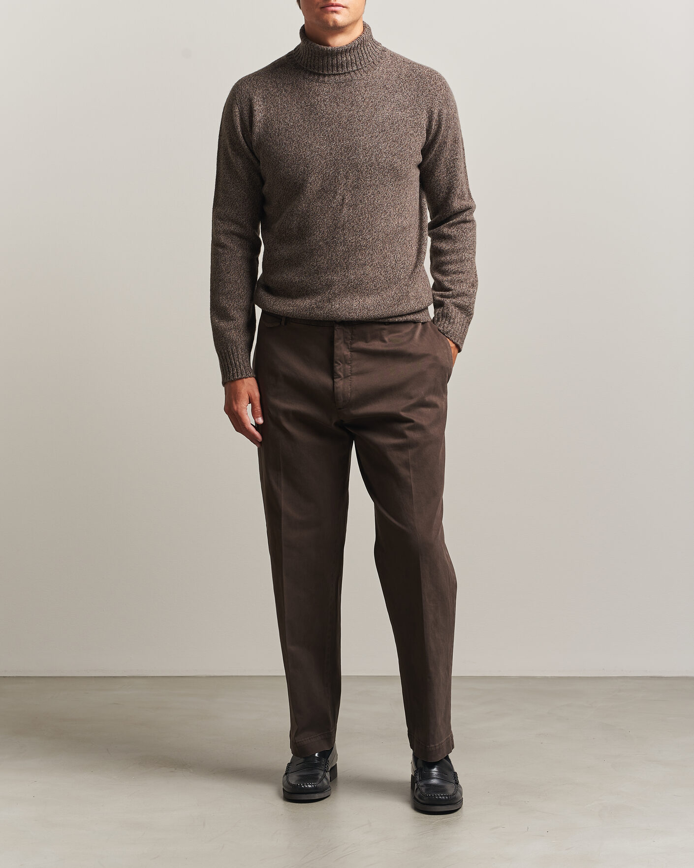 Herre | Trøjer | Altea | Wool/Cashmere Rollneck Brown Melange