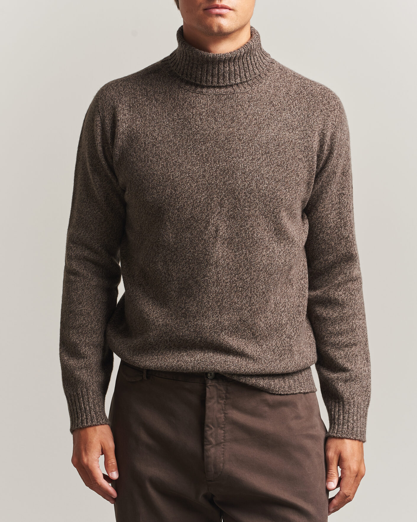 Herre | Trøjer | Altea | Wool/Cashmere Rollneck Brown Melange