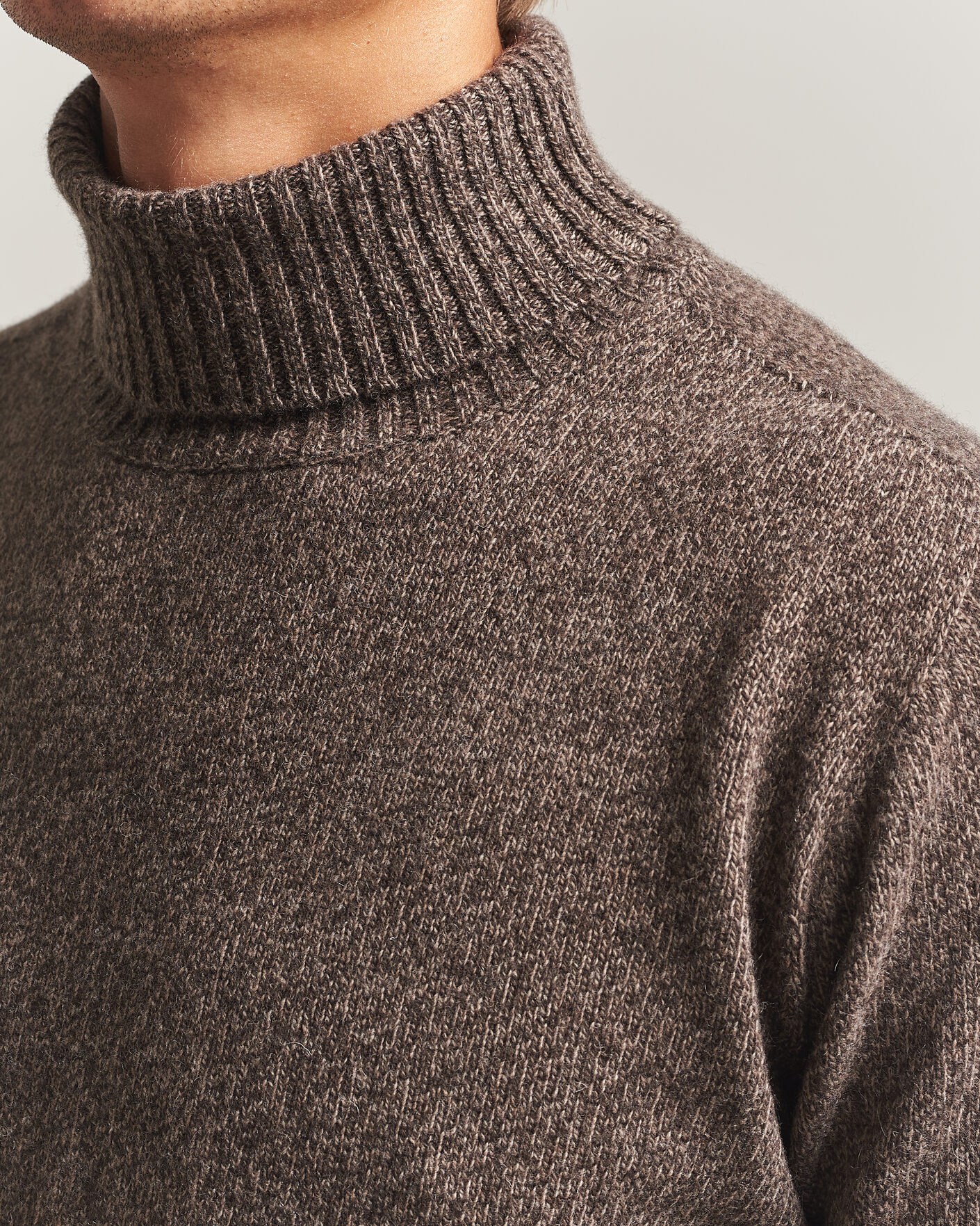 Herre | Trøjer | Altea | Wool/Cashmere Rollneck Brown Melange