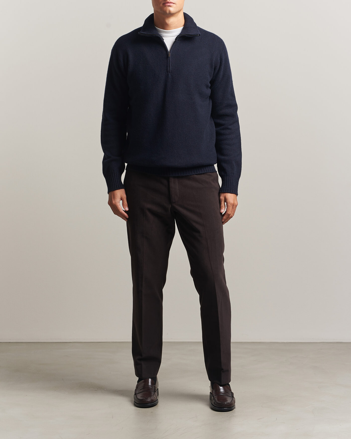 Herre | Trøjer | Altea | Wool/Cashmere Half Zip Navy