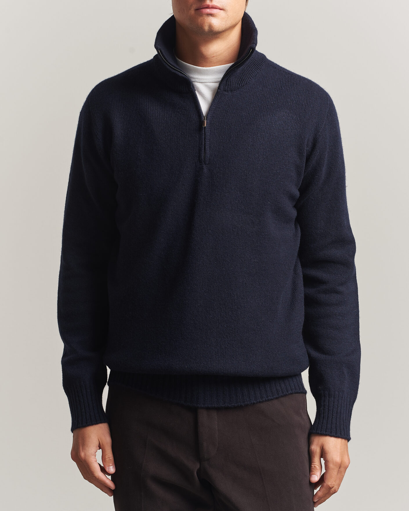 Herre | Trøjer | Altea | Wool/Cashmere Half Zip Navy