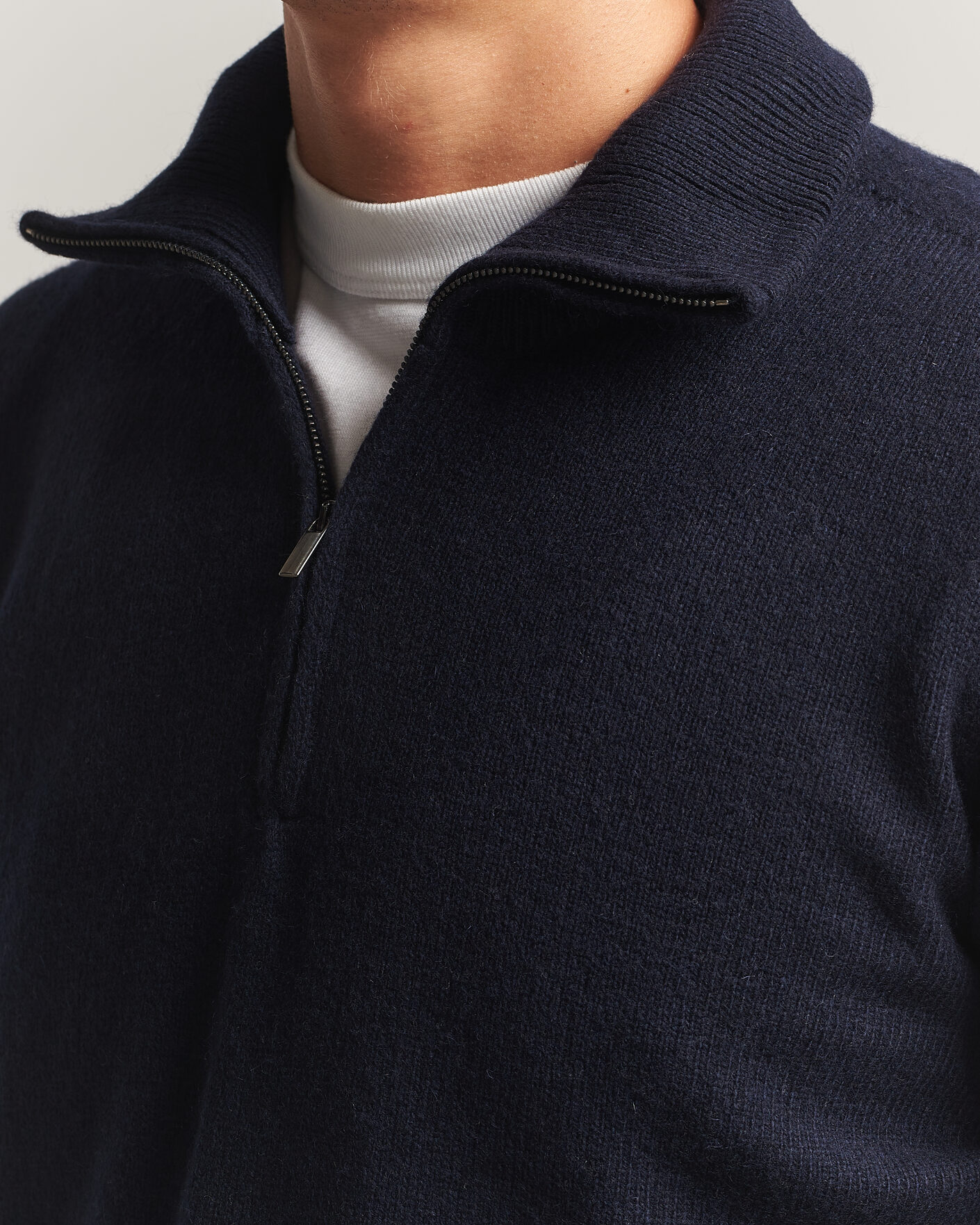 Herre | Trøjer | Altea | Wool/Cashmere Half Zip Navy