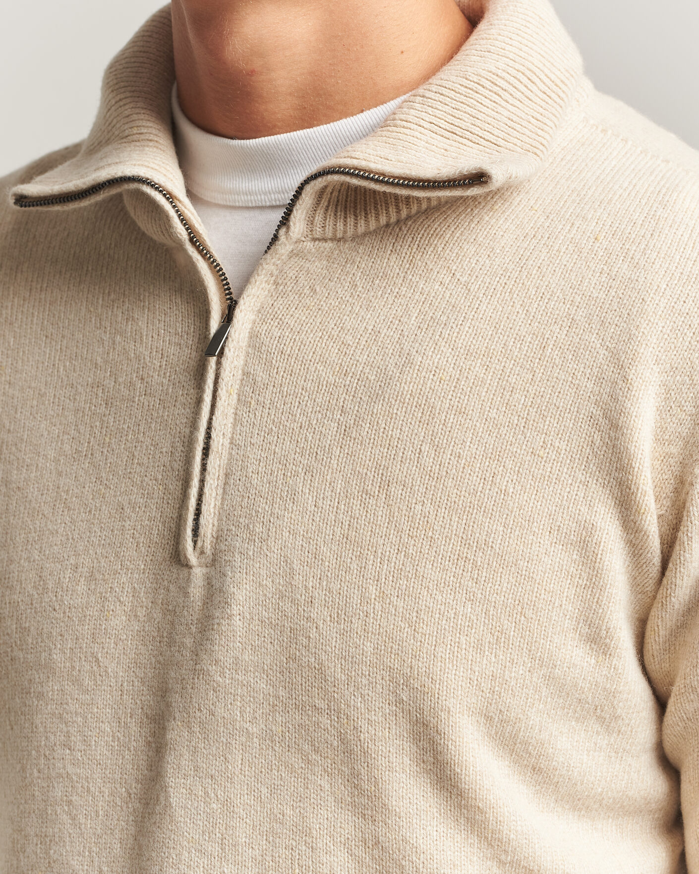 Herre | Trøjer | Altea | Wool/Cashmere Half Zip Beige