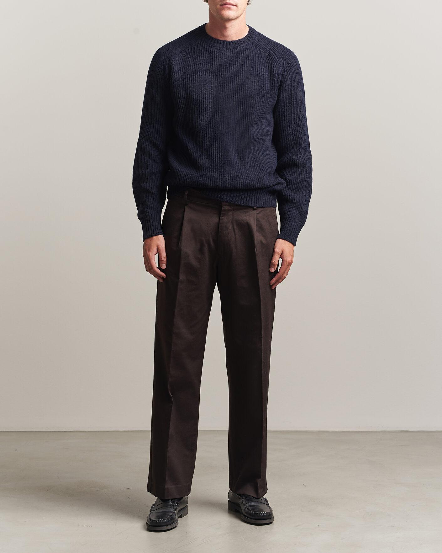 Herre | Trøjer | Altea | Rib Wool Crew Neck Navy