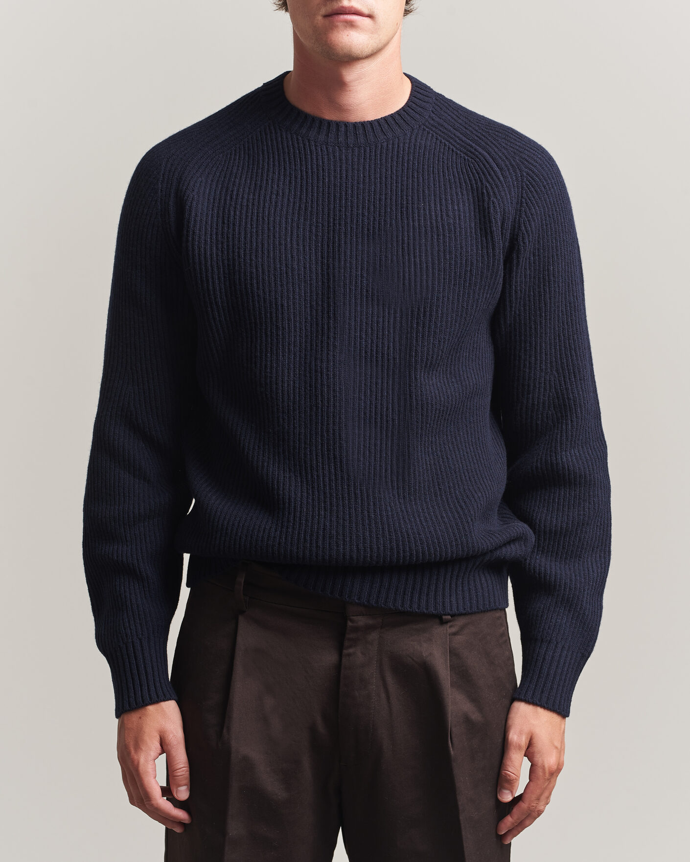 Herre | Trøjer | Altea | Rib Wool Crew Neck Navy