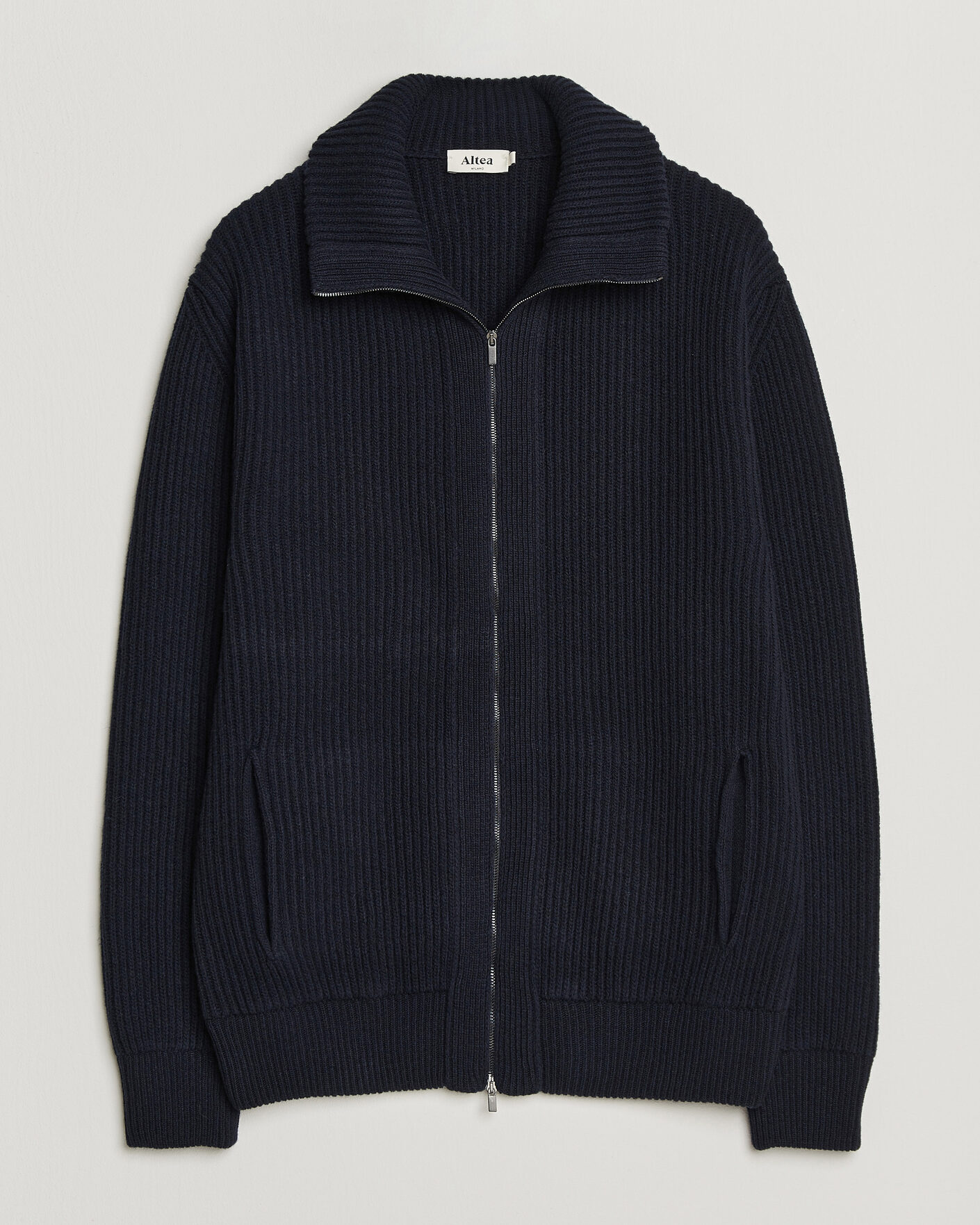 Herre | Trøjer | Altea | Rib Wool Bomber Cardigan Navy