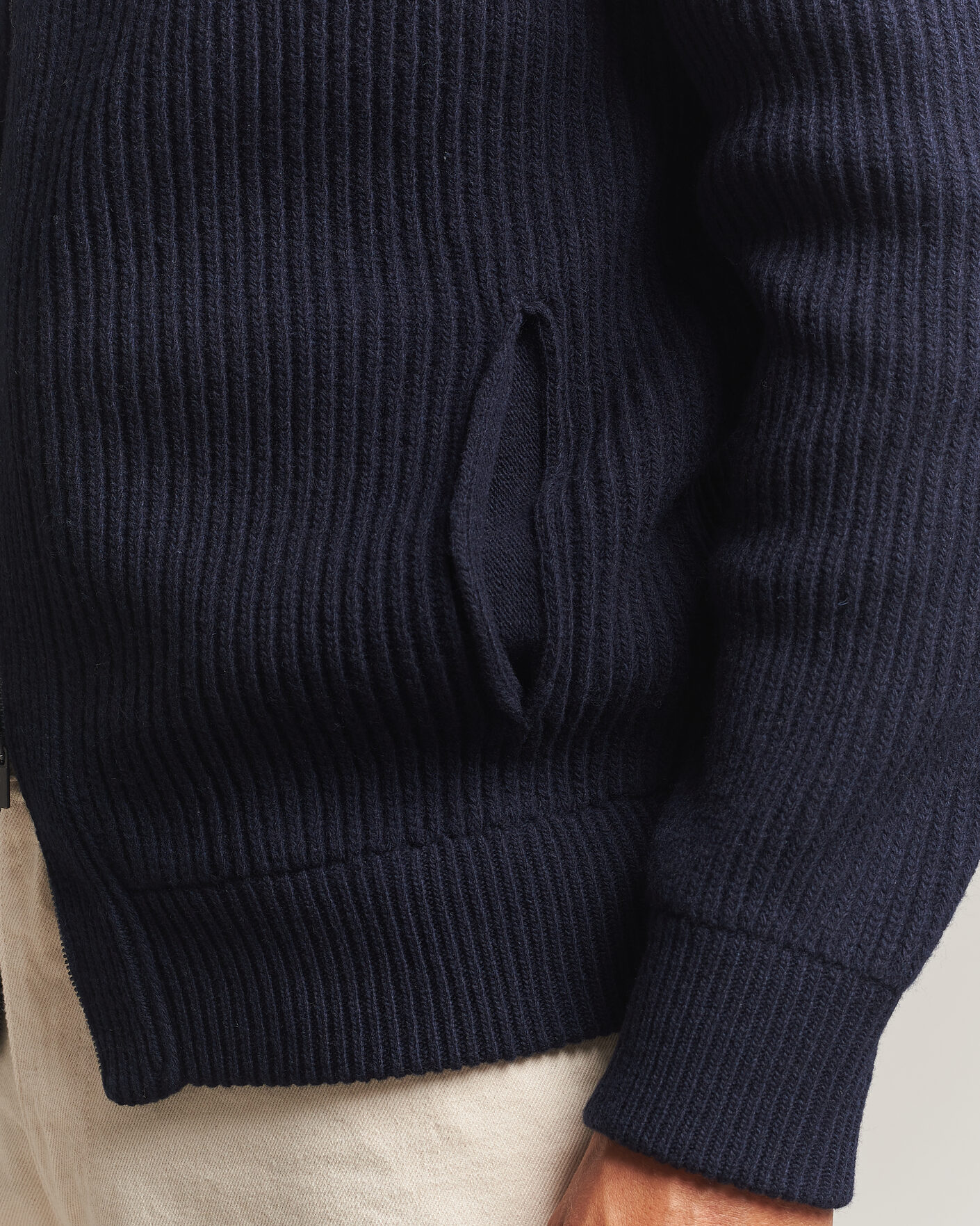 Herre | Trøjer | Altea | Rib Wool Bomber Cardigan Navy