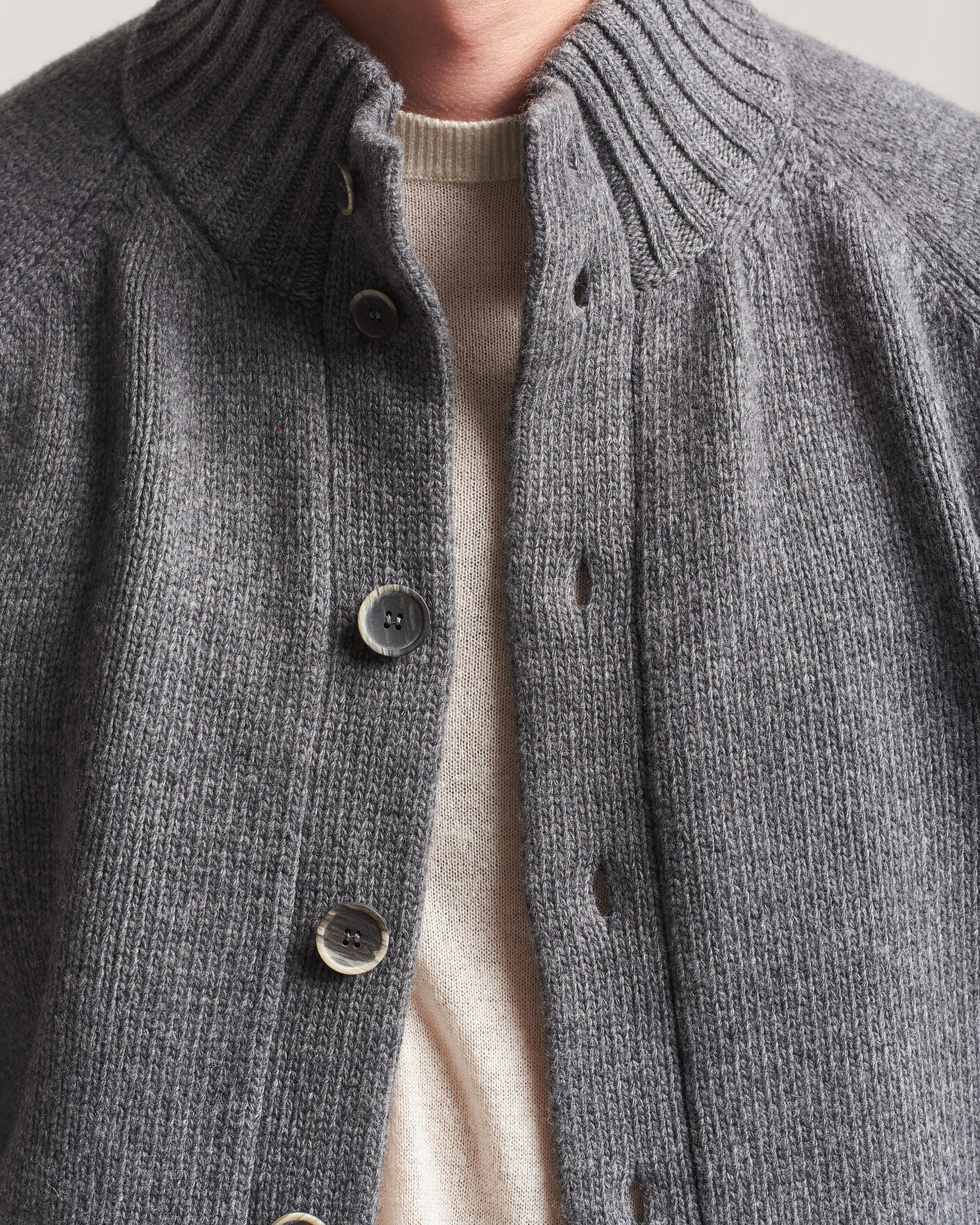 Herre | Trøjer | Altea | Raglan Sleeve Buttoned Cardigan Grey Melange