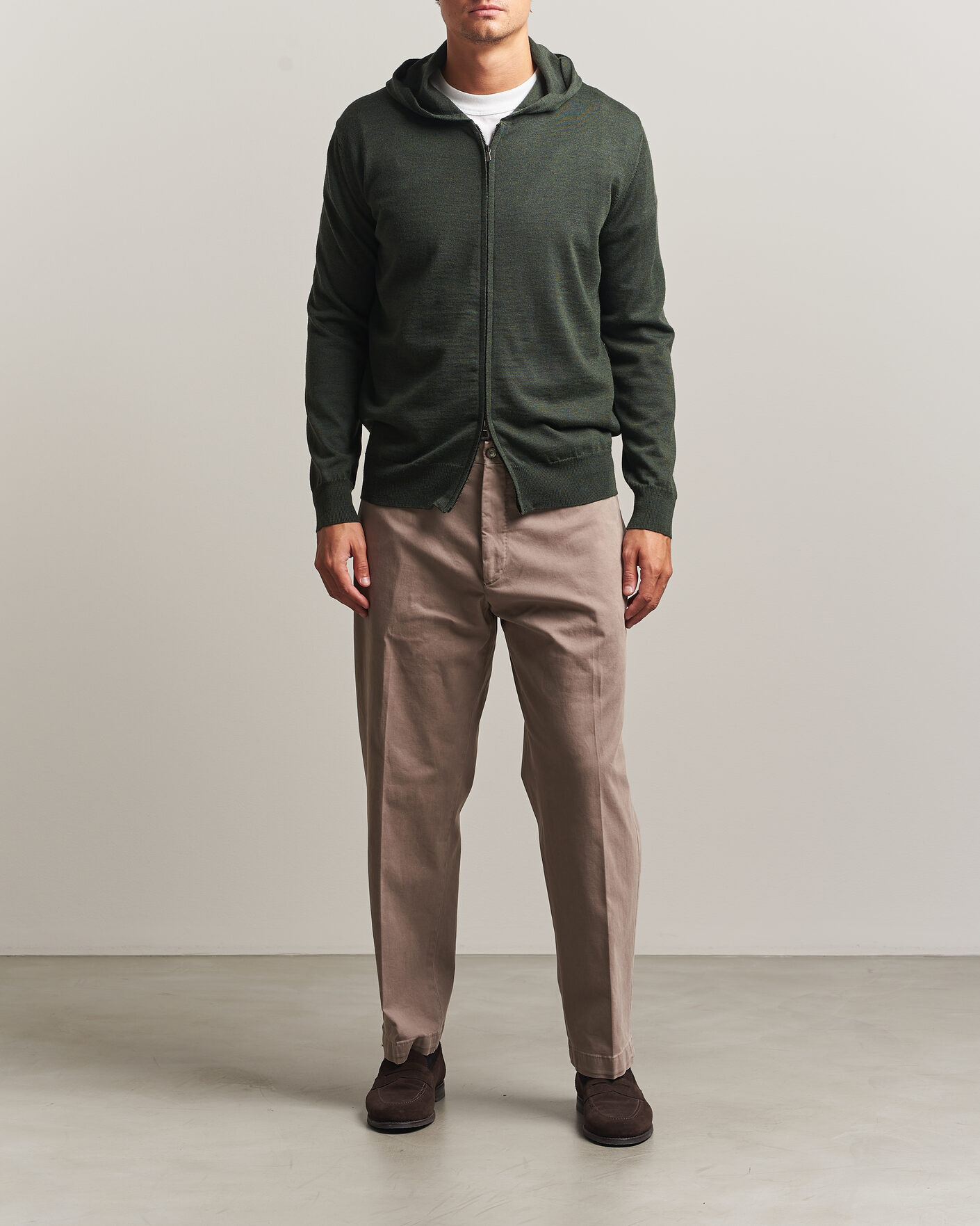 Herre | Trøjer | Altea | Merino Wool Cardigan Dark Military