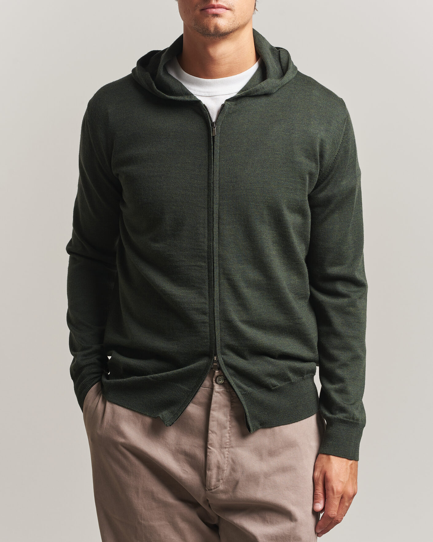 Herre | Trøjer | Altea | Merino Wool Cardigan Dark Military