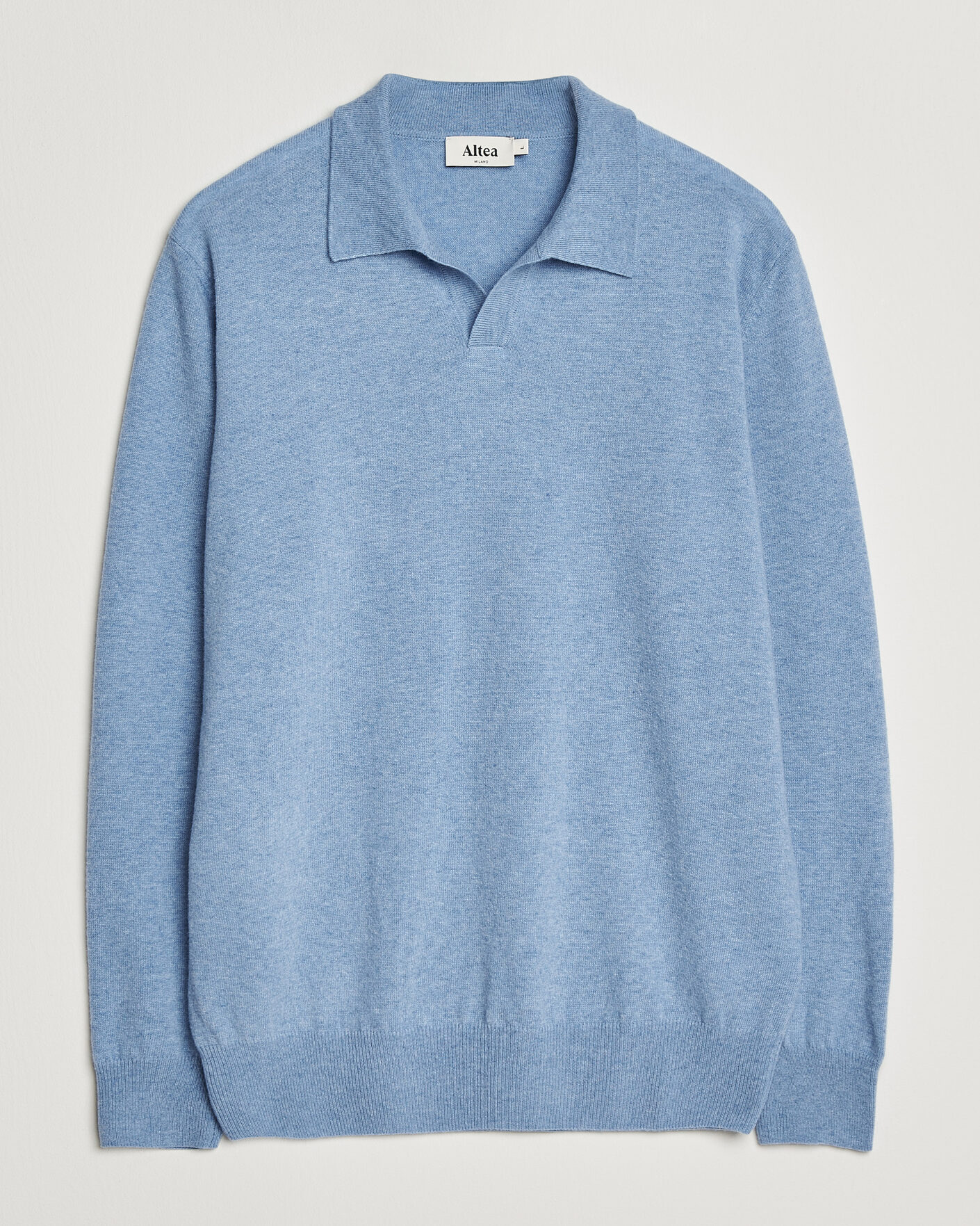 Herre | Trøjer | Altea | Long Sleeve Knitted Polo Sky Blue
