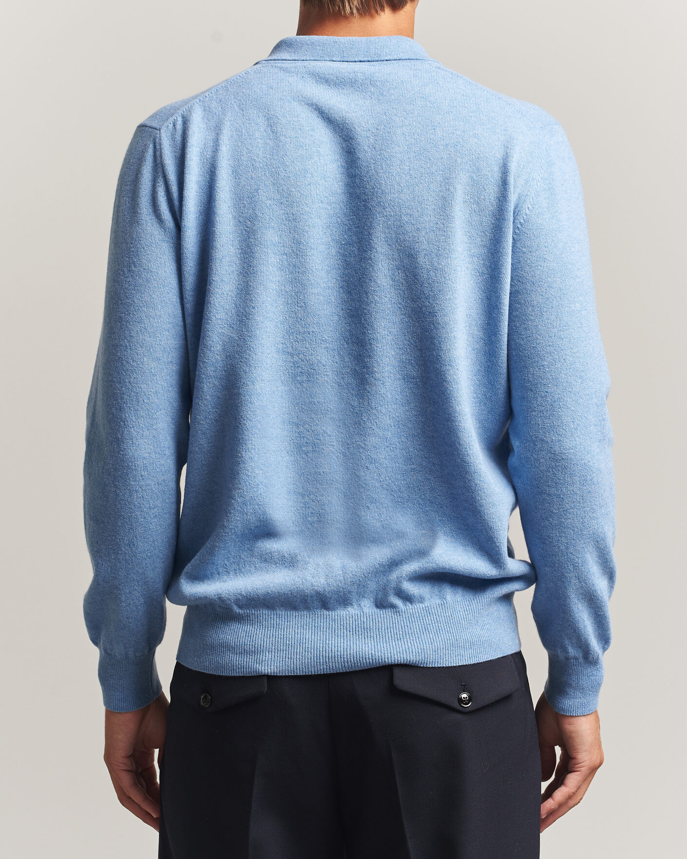 Herre | Trøjer | Altea | Long Sleeve Knitted Polo Sky Blue