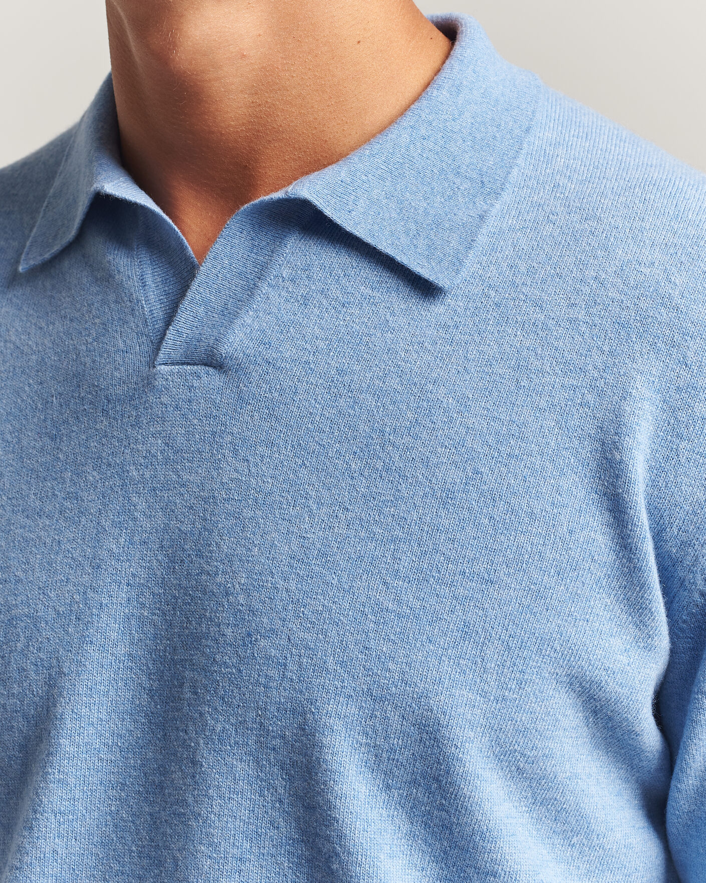 Herre | Trøjer | Altea | Long Sleeve Knitted Polo Sky Blue
