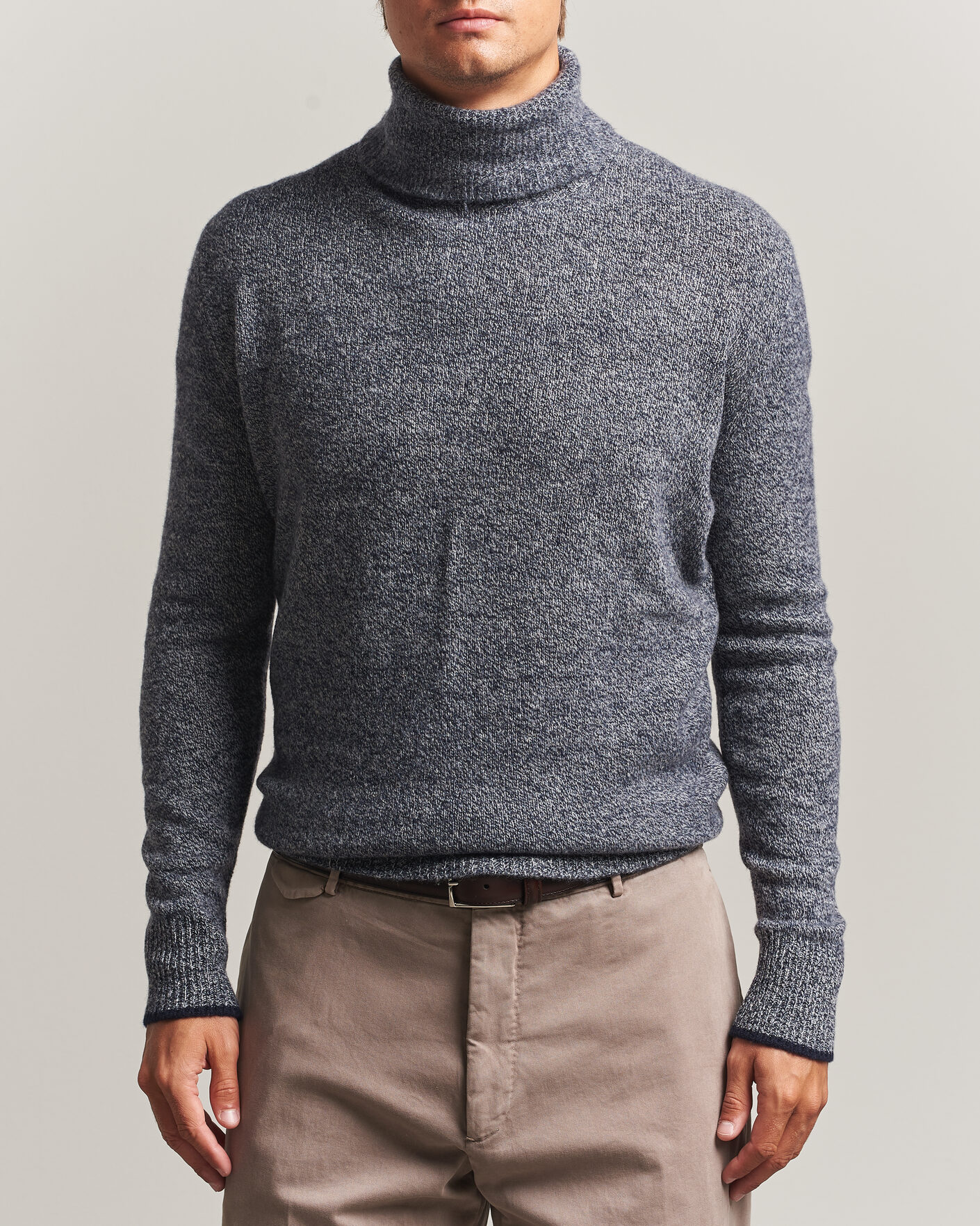 Herre | Trøjer | Altea | Cloud Cashmere Blend Rollneck Navy Melange
