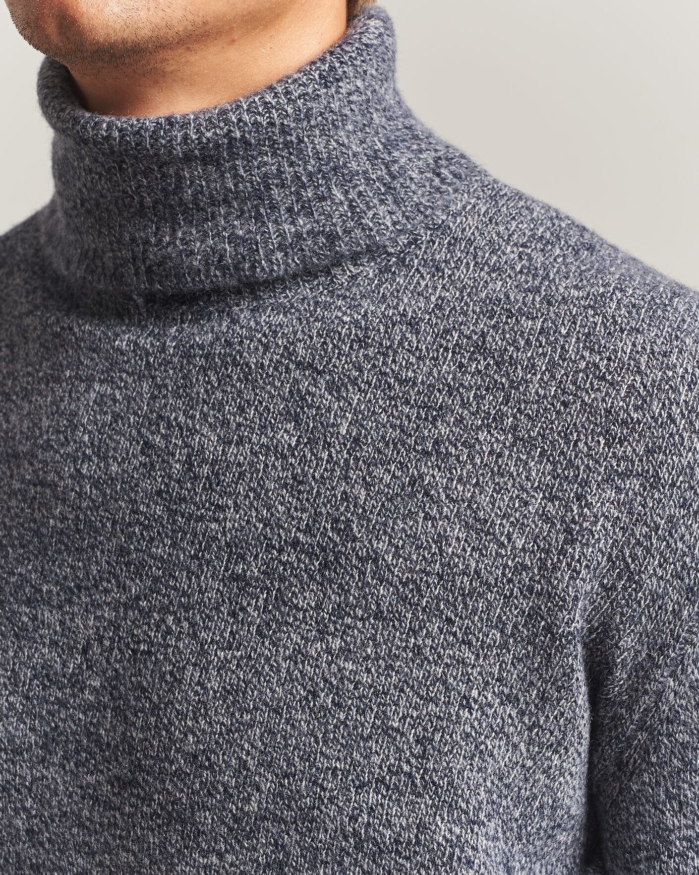 Herre | Trøjer | Altea | Cloud Cashmere Blend Rollneck Navy Melange