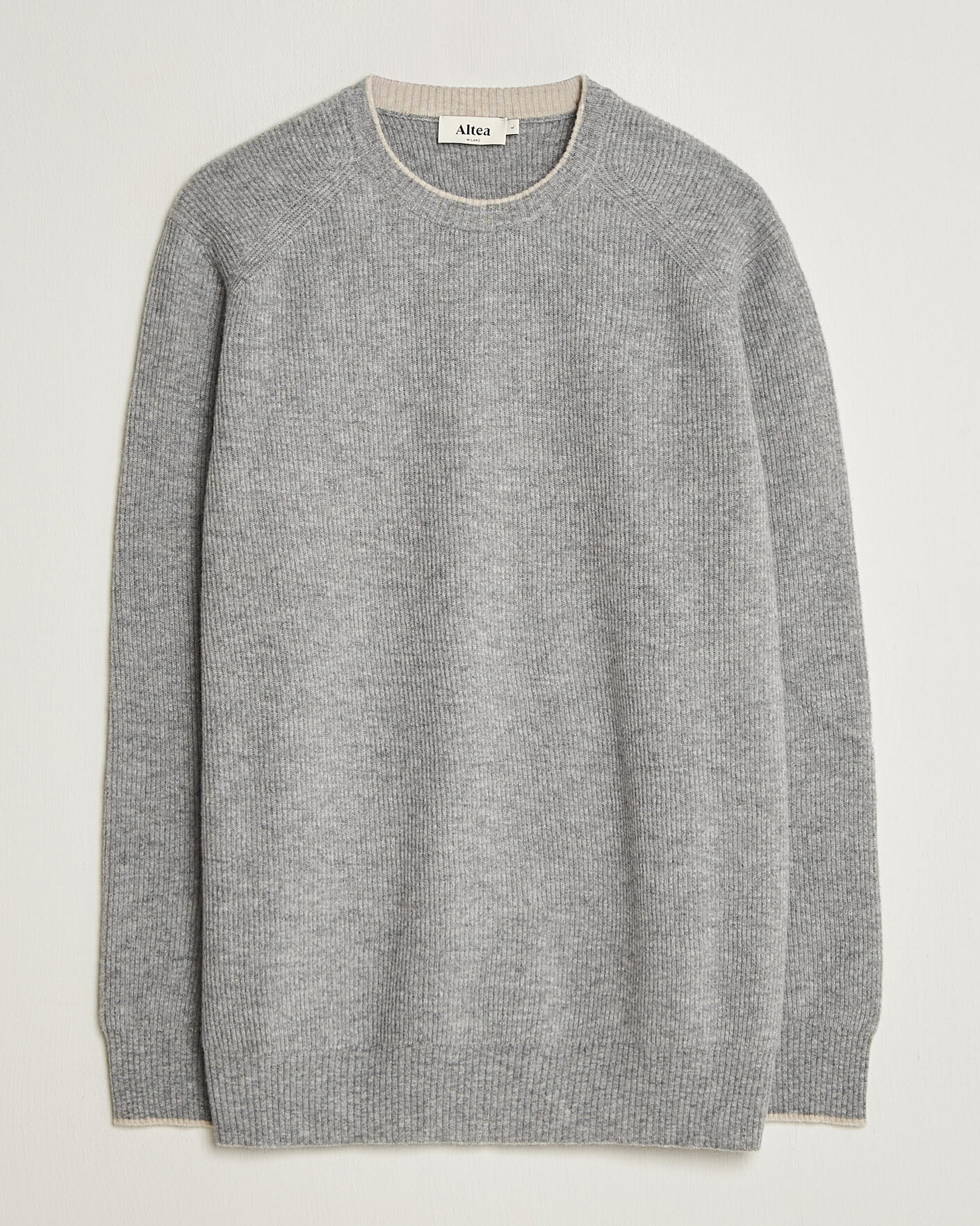 Herre | Trøjer | Altea | Rib Wool Raglan Sweater Light Grey
