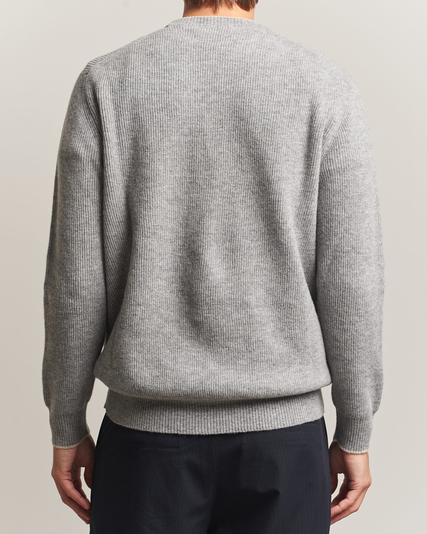 Herre | Trøjer | Altea | Rib Wool Raglan Sweater Light Grey